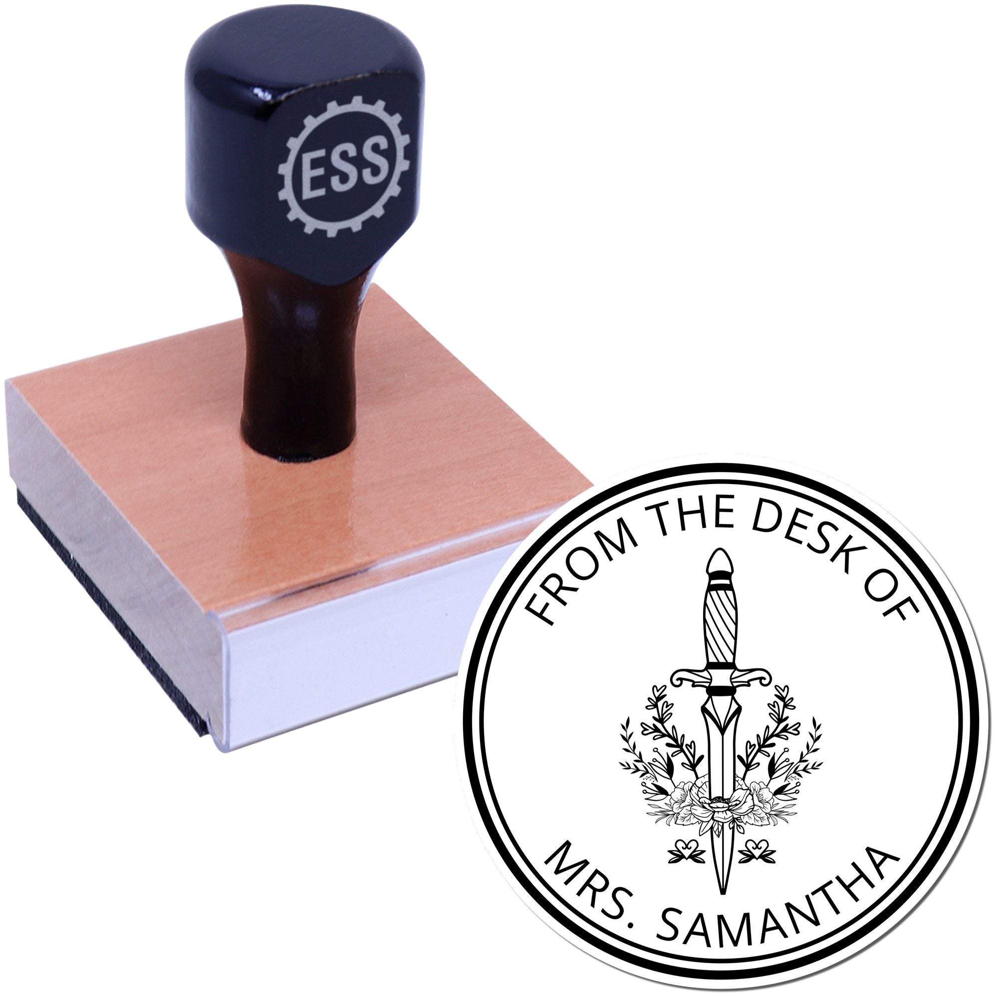 Wood Handle Voidwalker Mythical Swords Custom-Made Ex Libris Bookplate Stamp - Engineer Seal Stamps