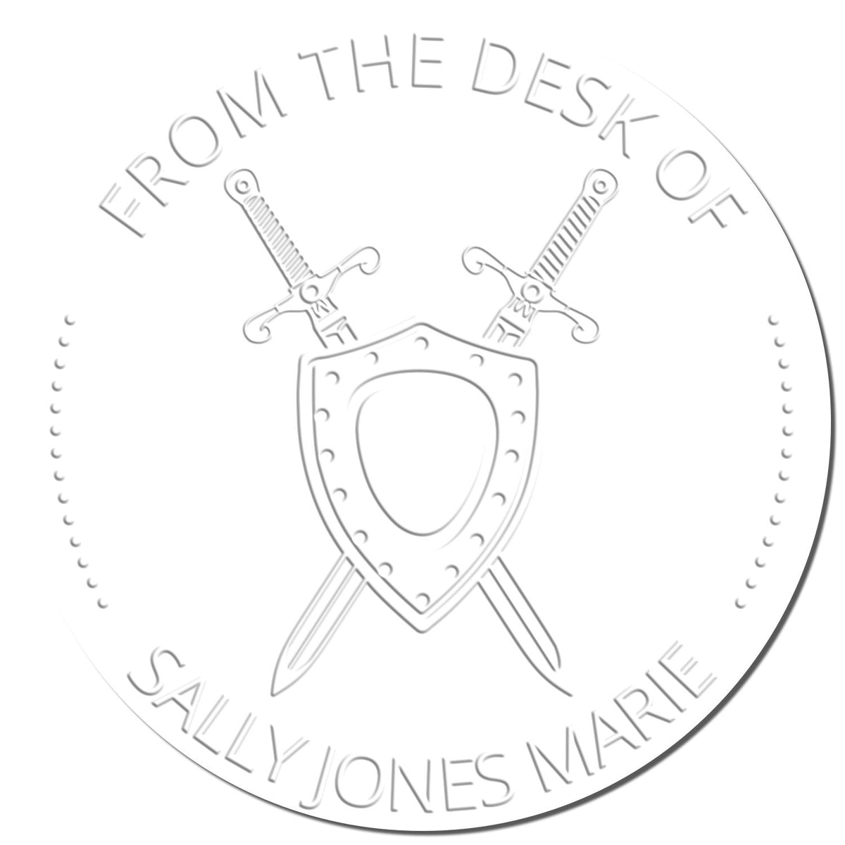 ESS Stormbreaker Mythical Swords fantasy stamp featuring a customized "This Book Belongs To" seal with detailed sword design.