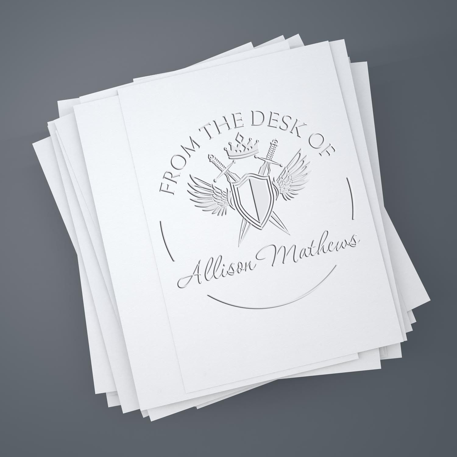 Nightshade Mythical Swords Desk Personalizable Book Identity Embossing Seal - Engineer Seal Stamps