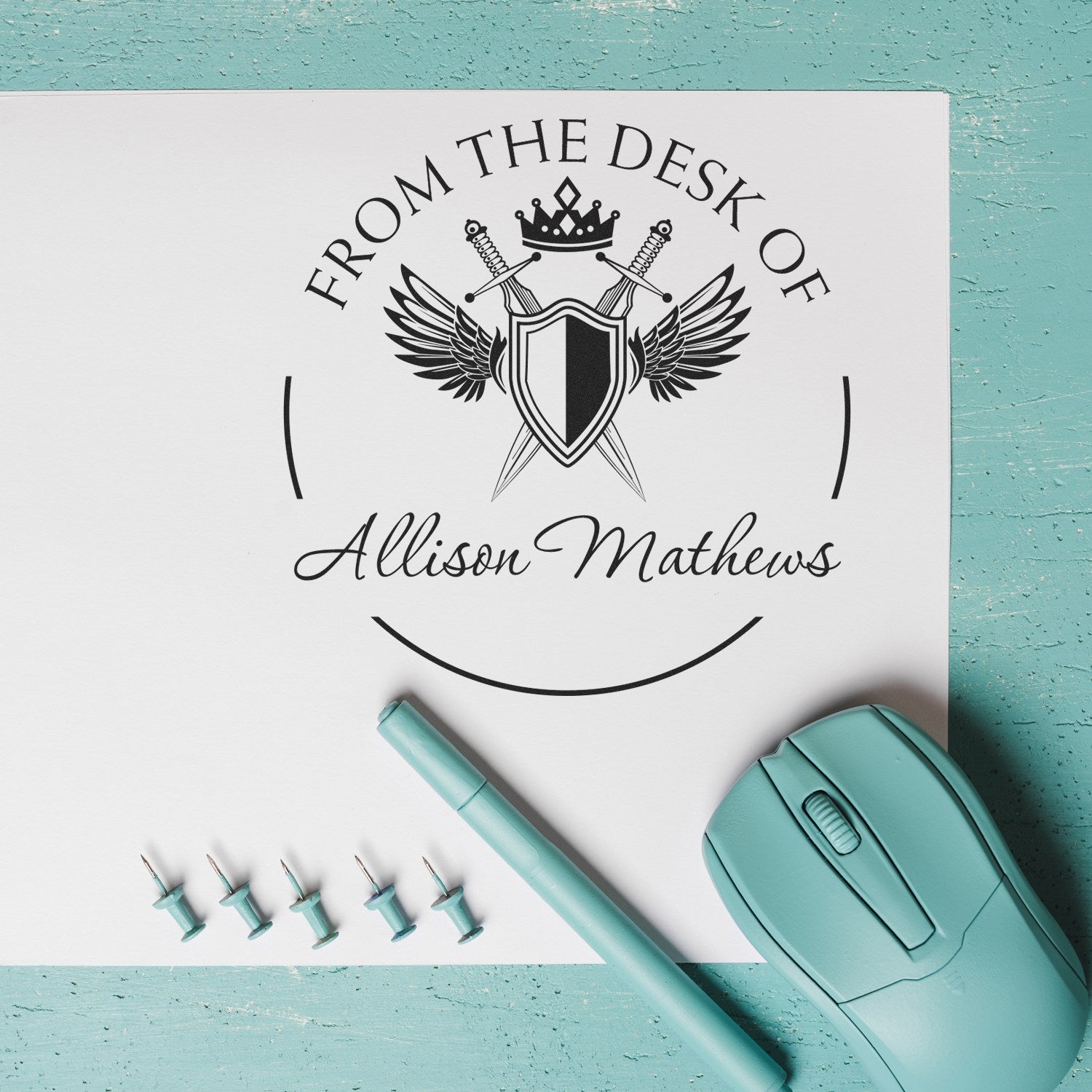 Nightshade Mythical Swords Self-Inking Personalizable Book Design Stamp - Engineer Seal Stamps