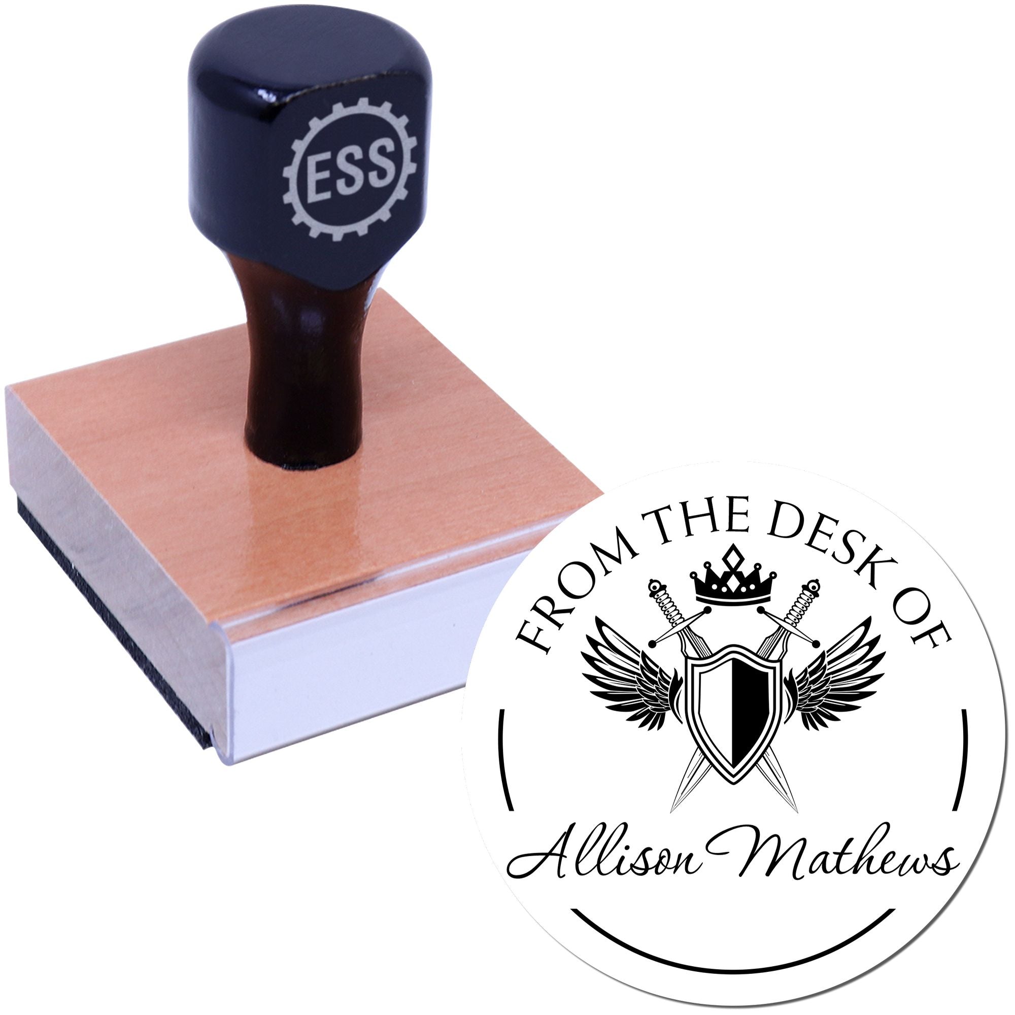 Wood Handle Nightshade Mythical Swords Custom-Made Library Stamp - Engineer Seal Stamps