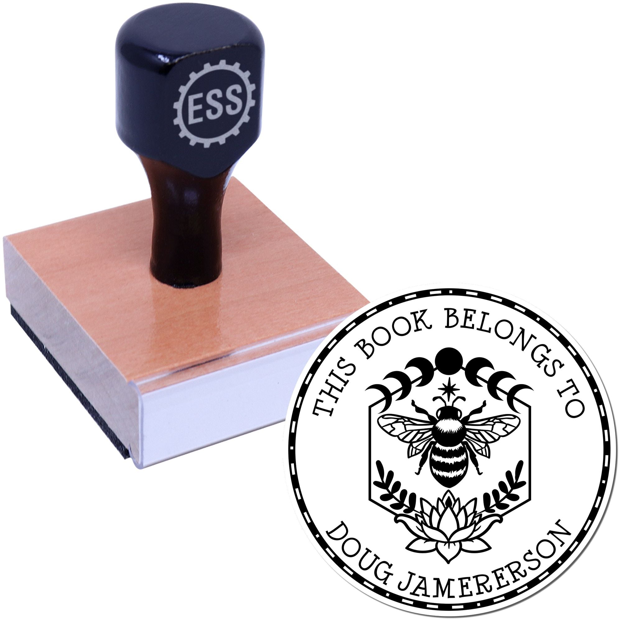 Wood Handle Auriel's Whisper Mystic Custom-Made Book Ownership Stamp - Engineer Seal Stamps