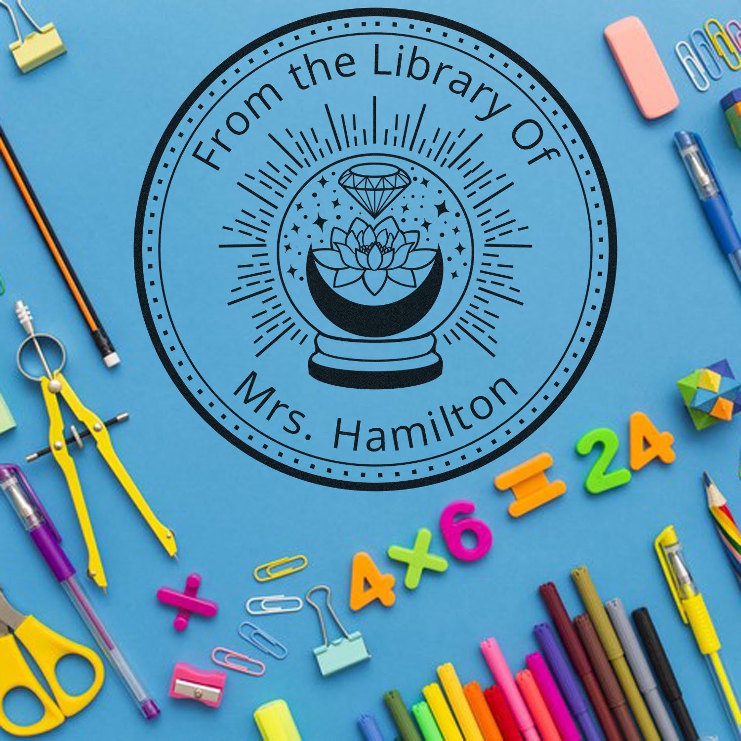 Wood Handle Nocturne's Embrace Mystic Custom-Made This Book Belongs To Stamp - Engineer Seal Stamps