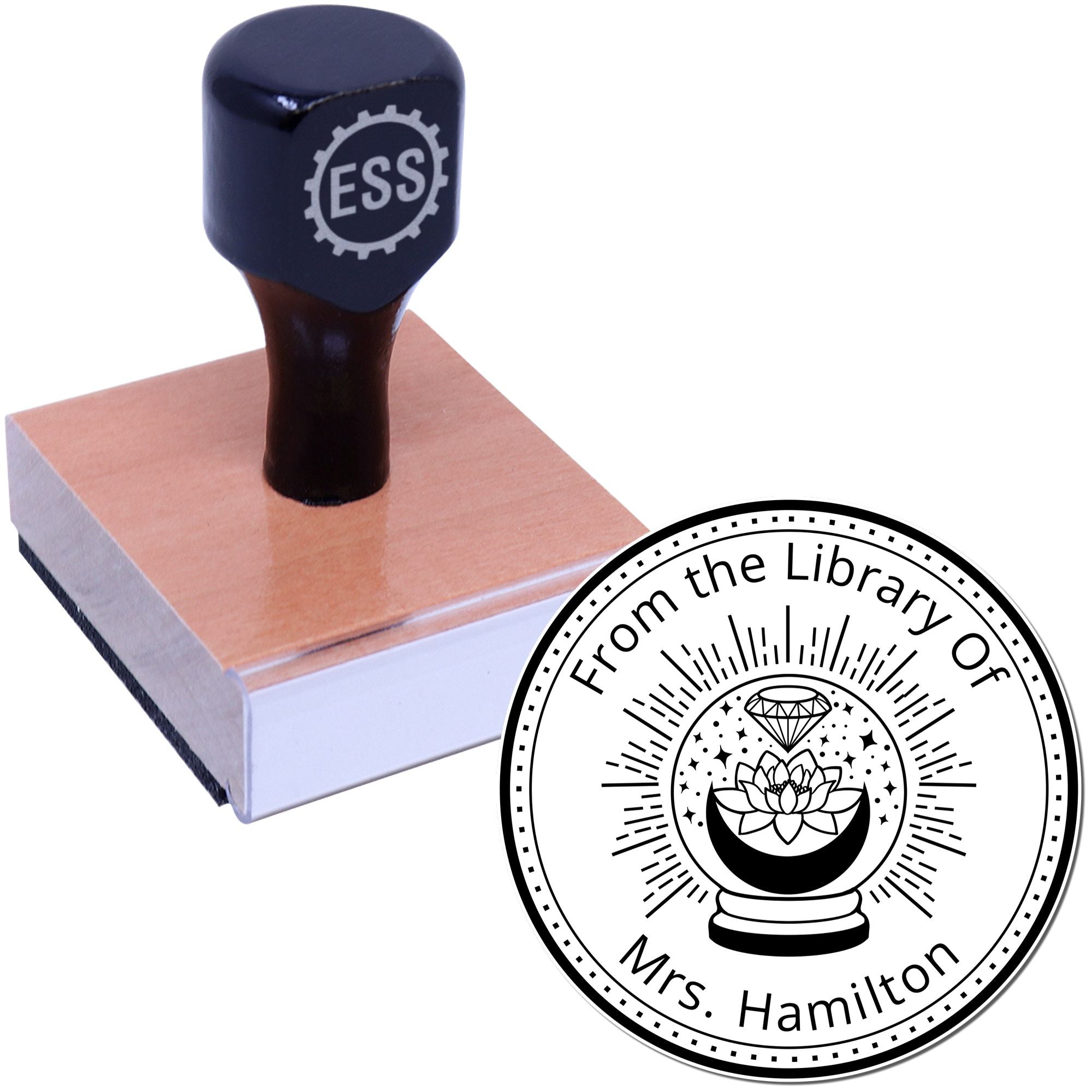 Wood Handle Nocturne's Embrace Mystic Custom-Made This Book Belongs To Stamp - Engineer Seal Stamps