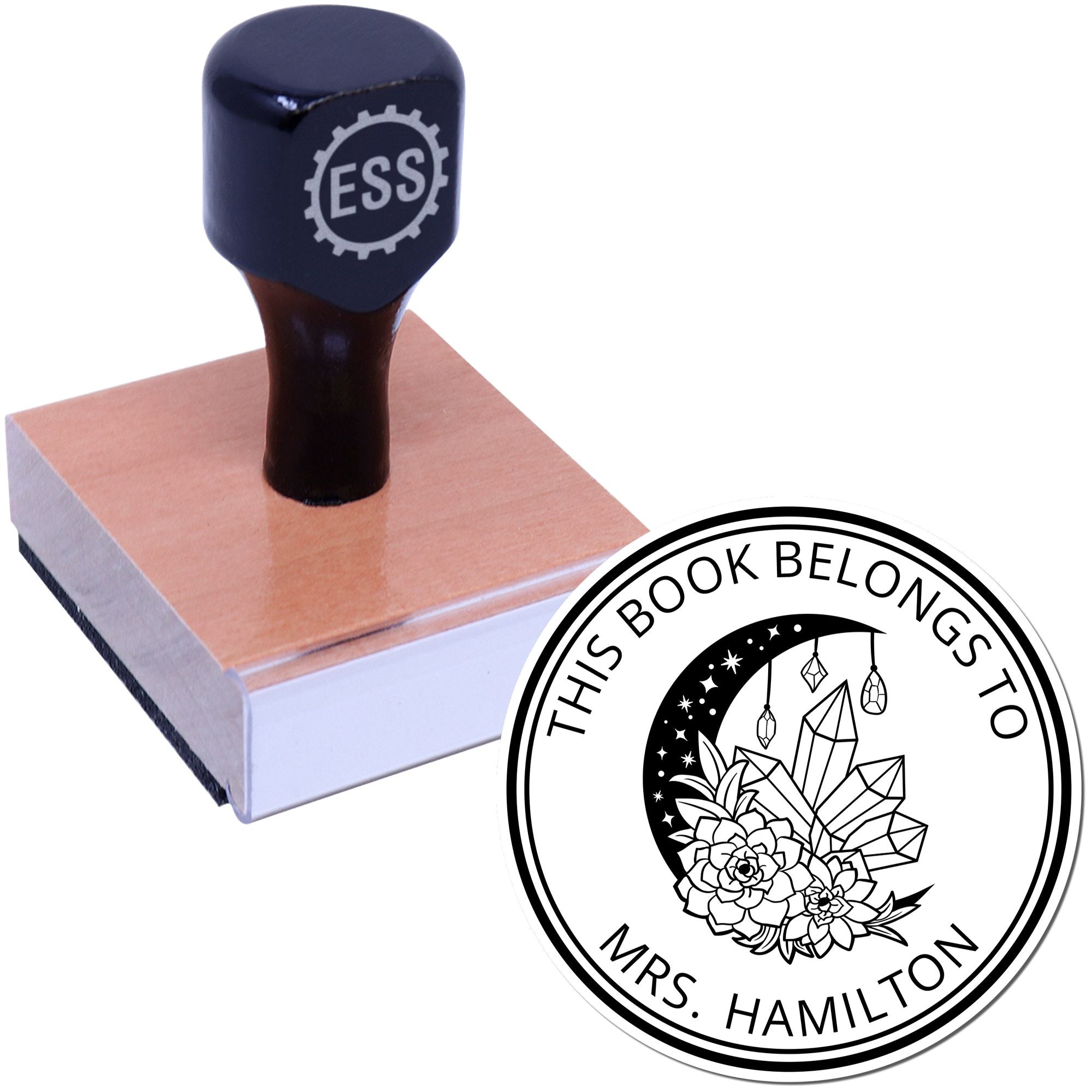 Wood Handle Seraphine's Gaze Mystic Custom-Made Book Monogram Stamp - Engineer Seal Stamps