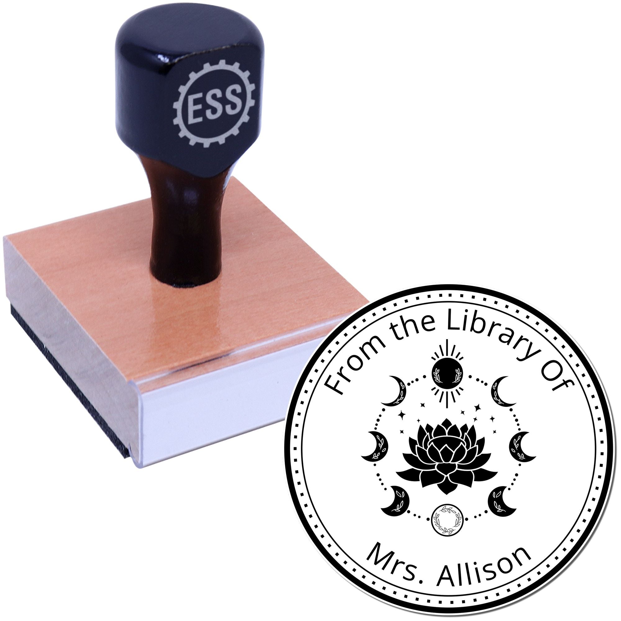 Wood Handle Nyx's Silhouette Mystic Custom-Made Book Logo Stamp - Engineer Seal Stamps