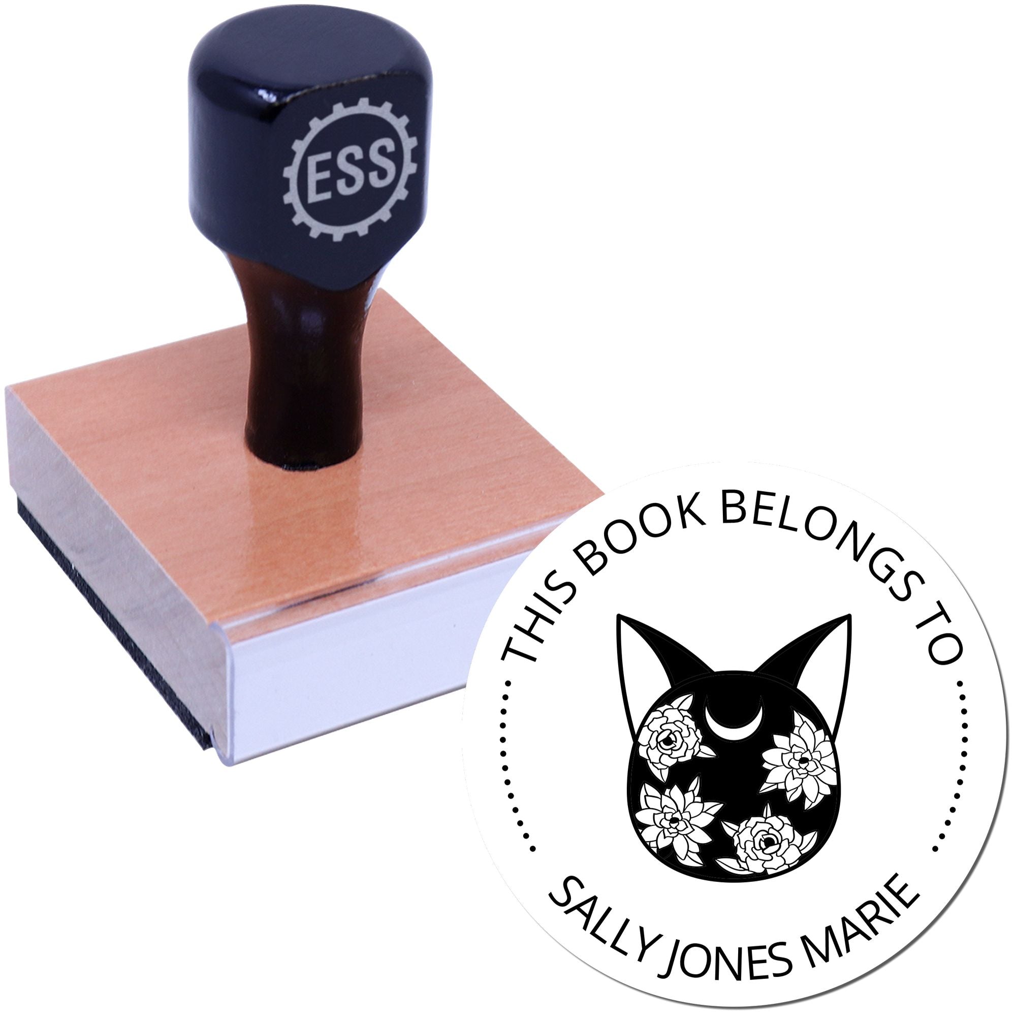 Wood Handle Elara's Haven Mystic Custom-Made Book Branding Stamp - Engineer Seal Stamps