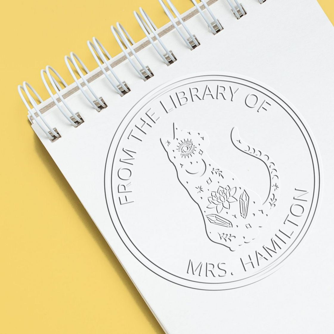 Lunara's Crescent Tarot Desk Personalizable Bookplate Template Embossing Seal - Engineer Seal Stamps