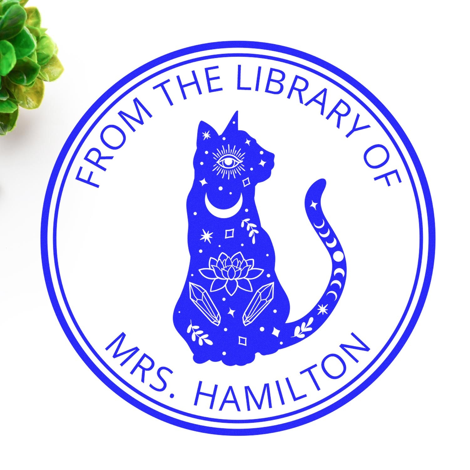 Lunara's Crescent Tarot Pre-Inked Custom Ex Libris Bookplate Stamp - Engineer Seal Stamps