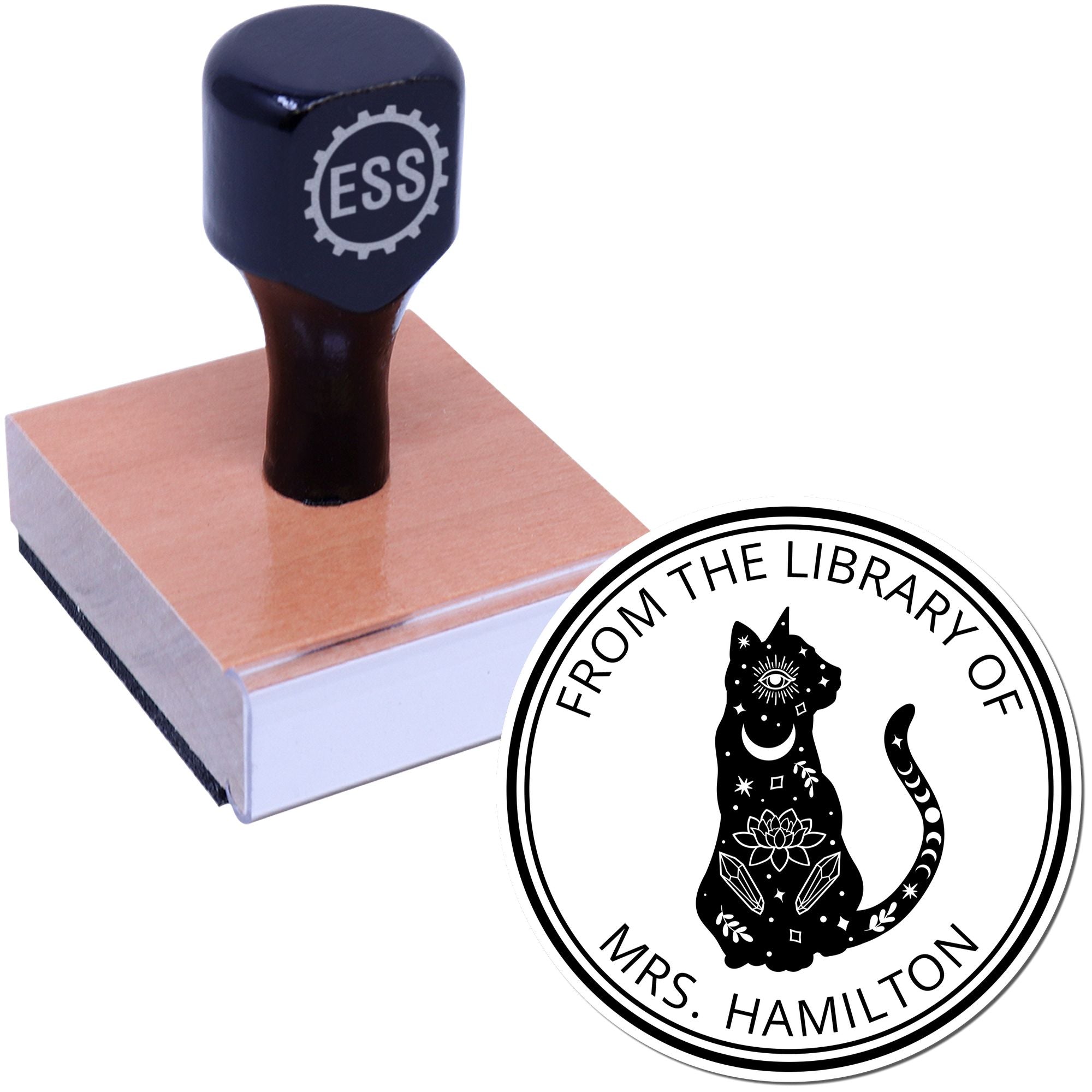 Wood Handle Lunara's Crescent Tarot Custom-Made Book Property Stamp - Engineer Seal Stamps