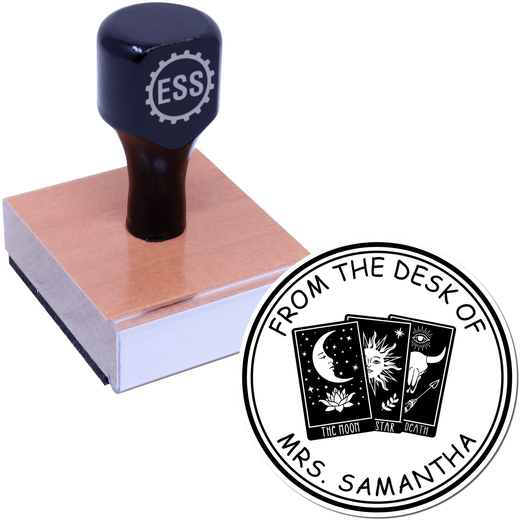 Wood Handle Infinity's Edge Tarot Custom-Made Library Return Stamp - Engineer Seal Stamps