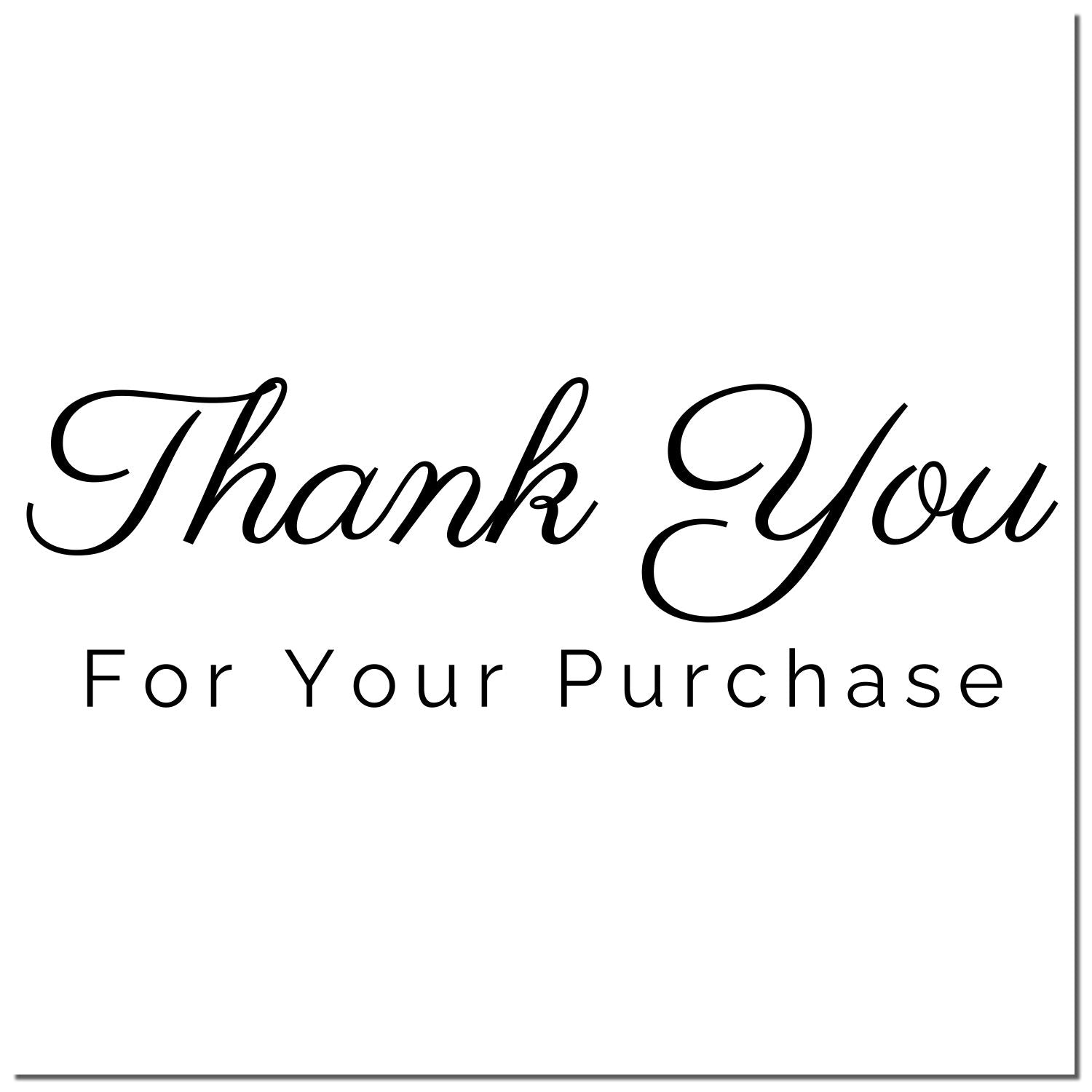 Black Thank You For Your Purchase stamp and seal design in elegant script on a white background.