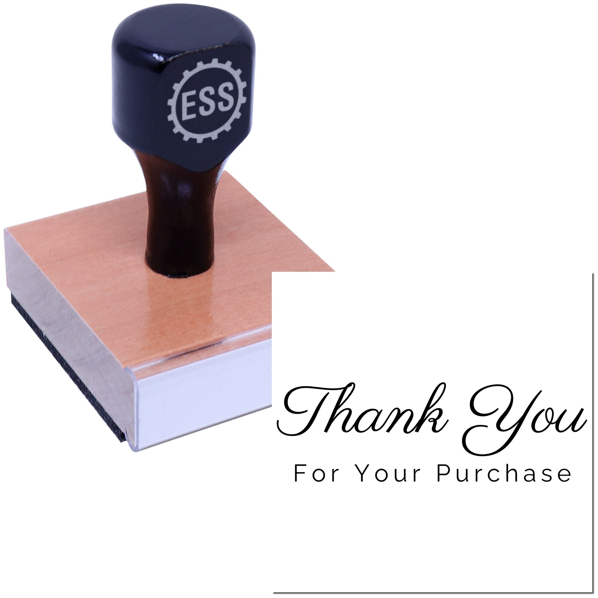 Square Graceful Elegant Gratitude Custom Thank You Wood Stamp