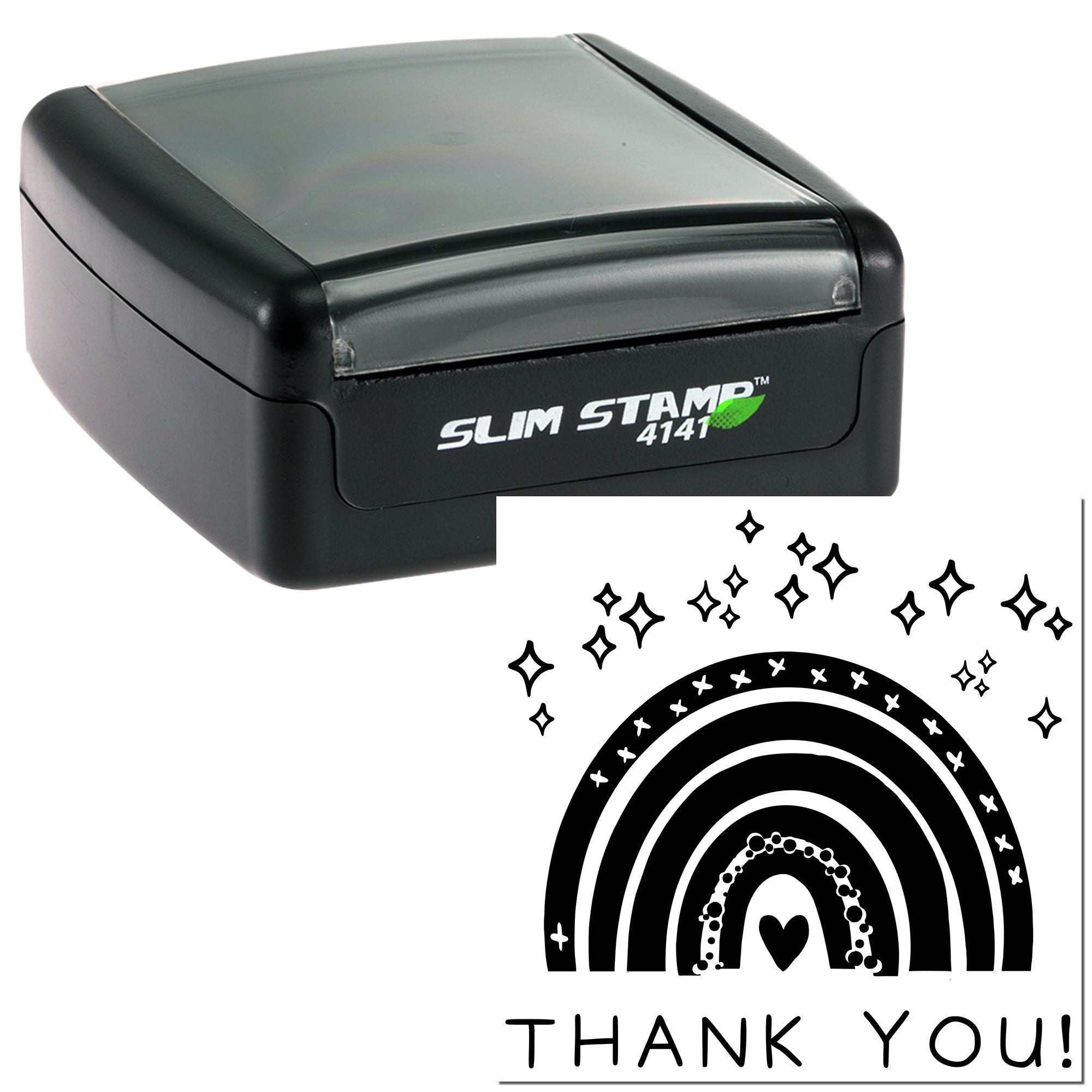 Portable Pre-Inked Rainbow of Thanks Custom Thanks Wood Stamp - Engineer Seal Stamps