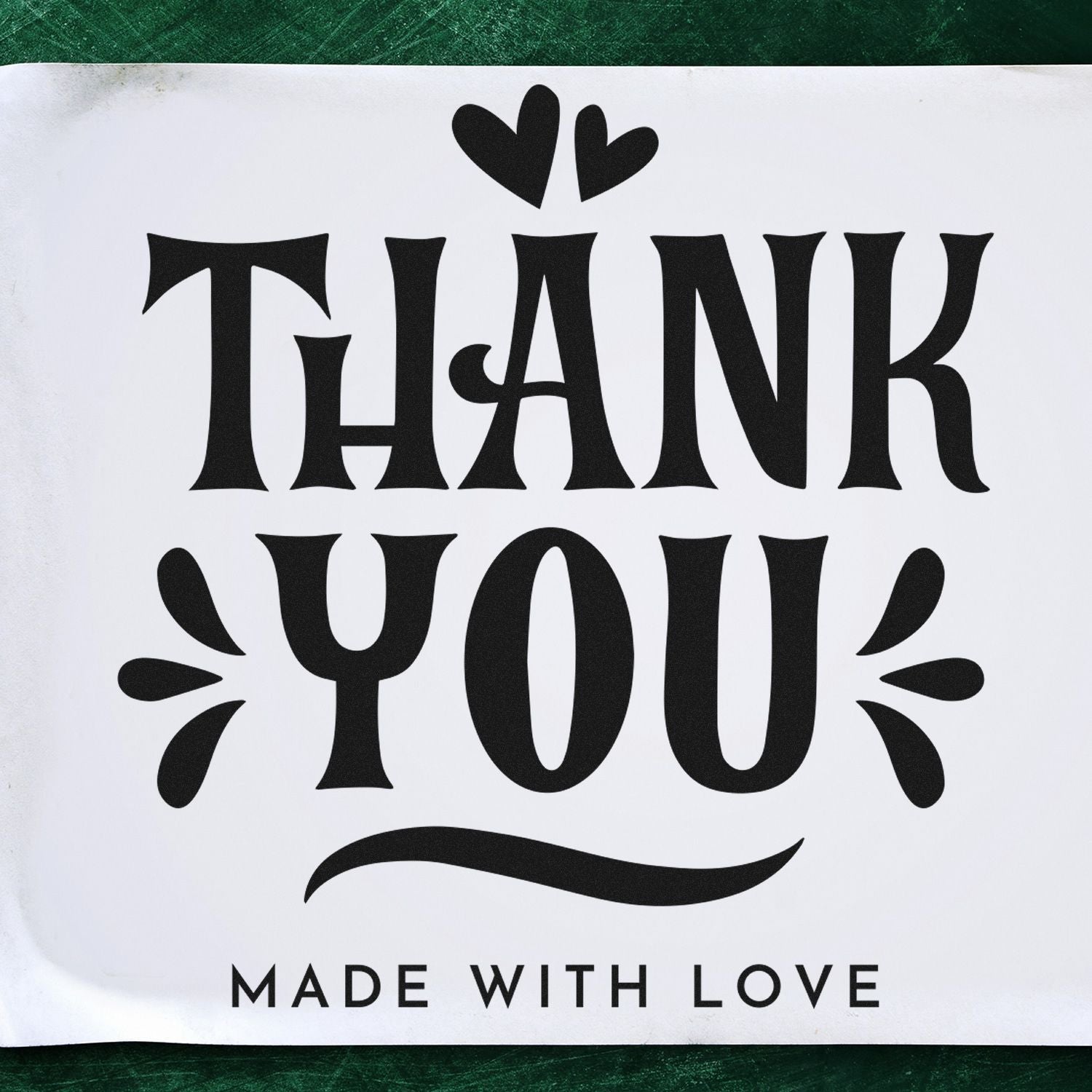 Square Whimsical Heartfelt Gratitude Customized Thank You Wood Stamp
