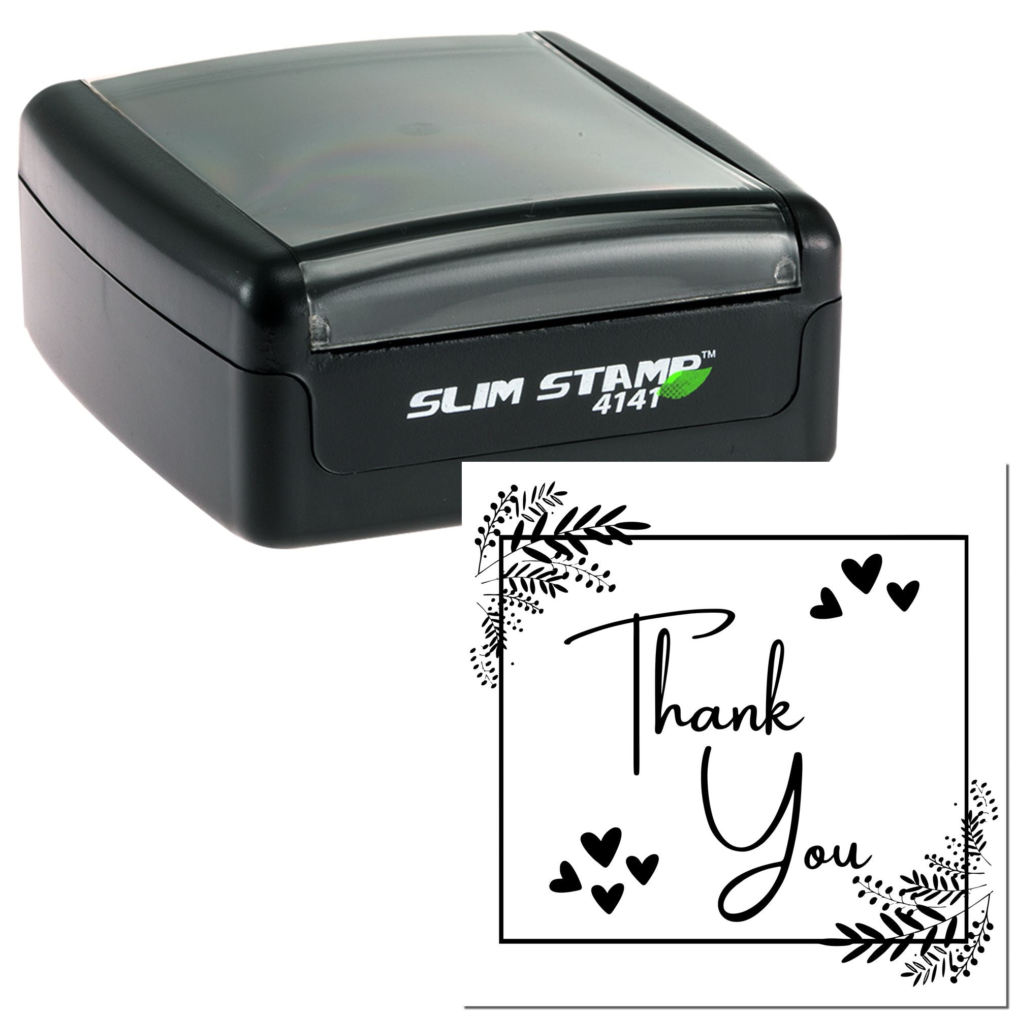 Portable Pre-Inked Botanical Bliss Customized Thanks Stamp - Engineer Seal Stamps