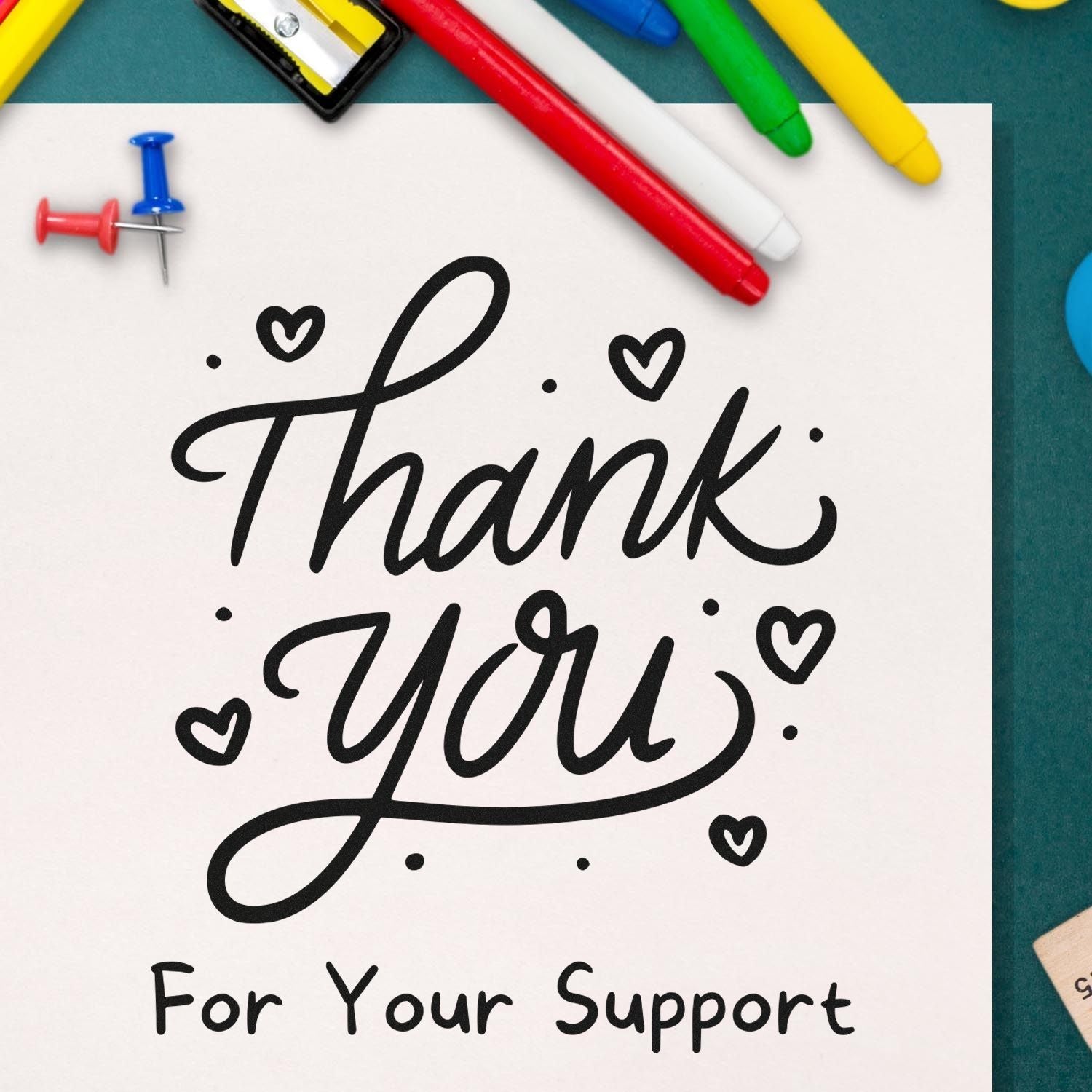 Square Flowering Script Heartfelt Thank You Customized Thanks Stamper