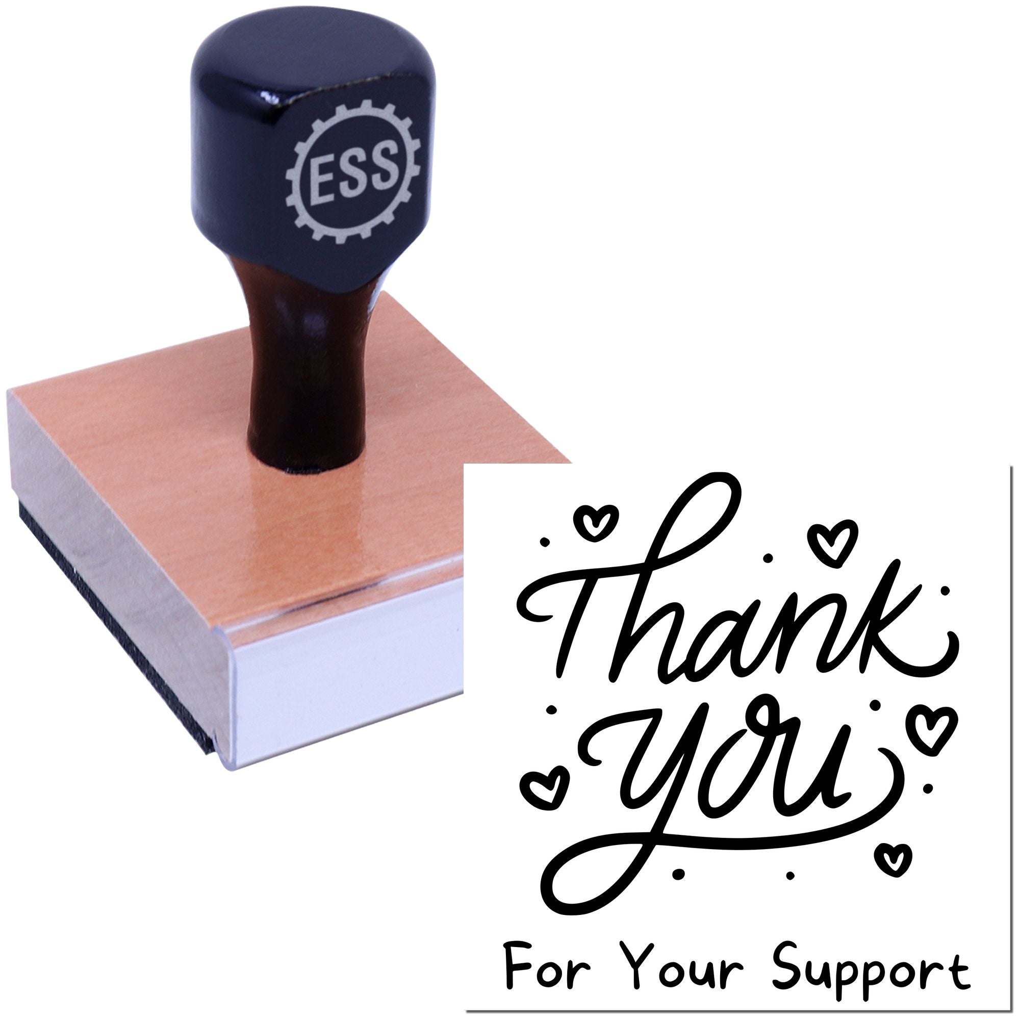 Square Flowering Script Heartfelt Thank You Customized Thanks Stamper