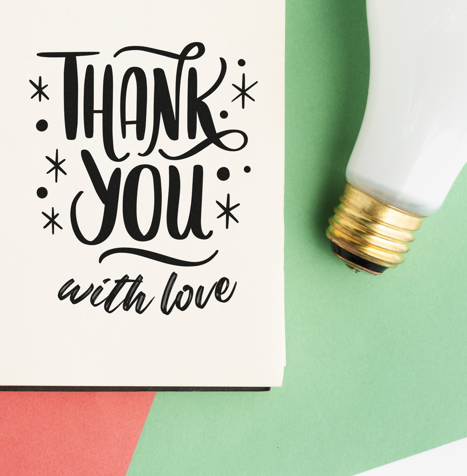 Square Loving Gratitude Customized Thanks Rubber Stamp