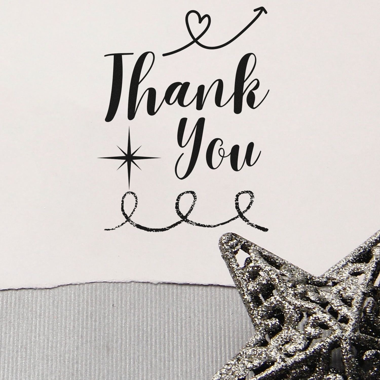 Square Playful Heartfelt Thank You Personalized Thank You Stamp
