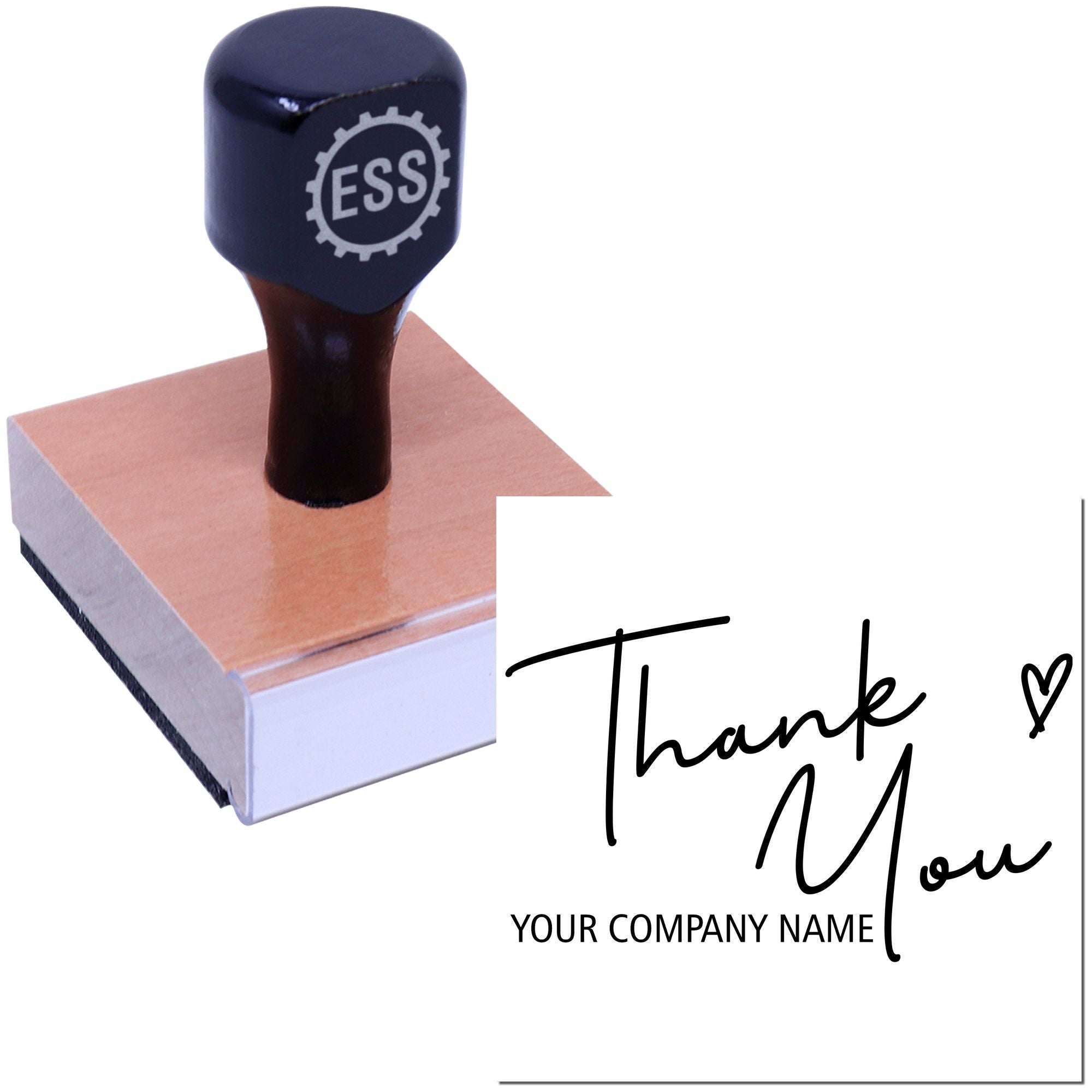 Square Heartfelt Thank You Personalized Thanks Stamp
