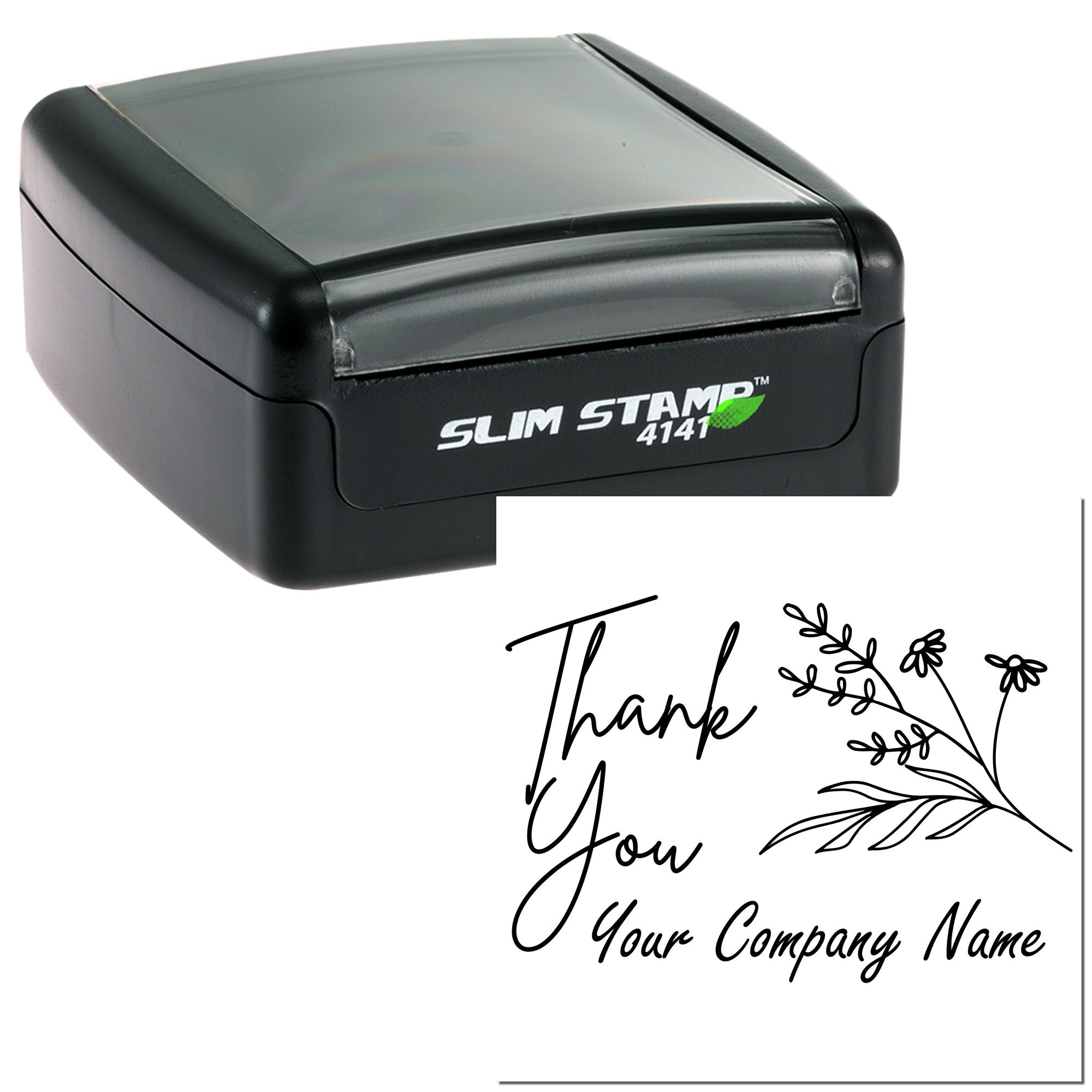 Portable Pre-Inked Floral Gratitude Personalized Thanks Stamper - Engineer Seal Stamps