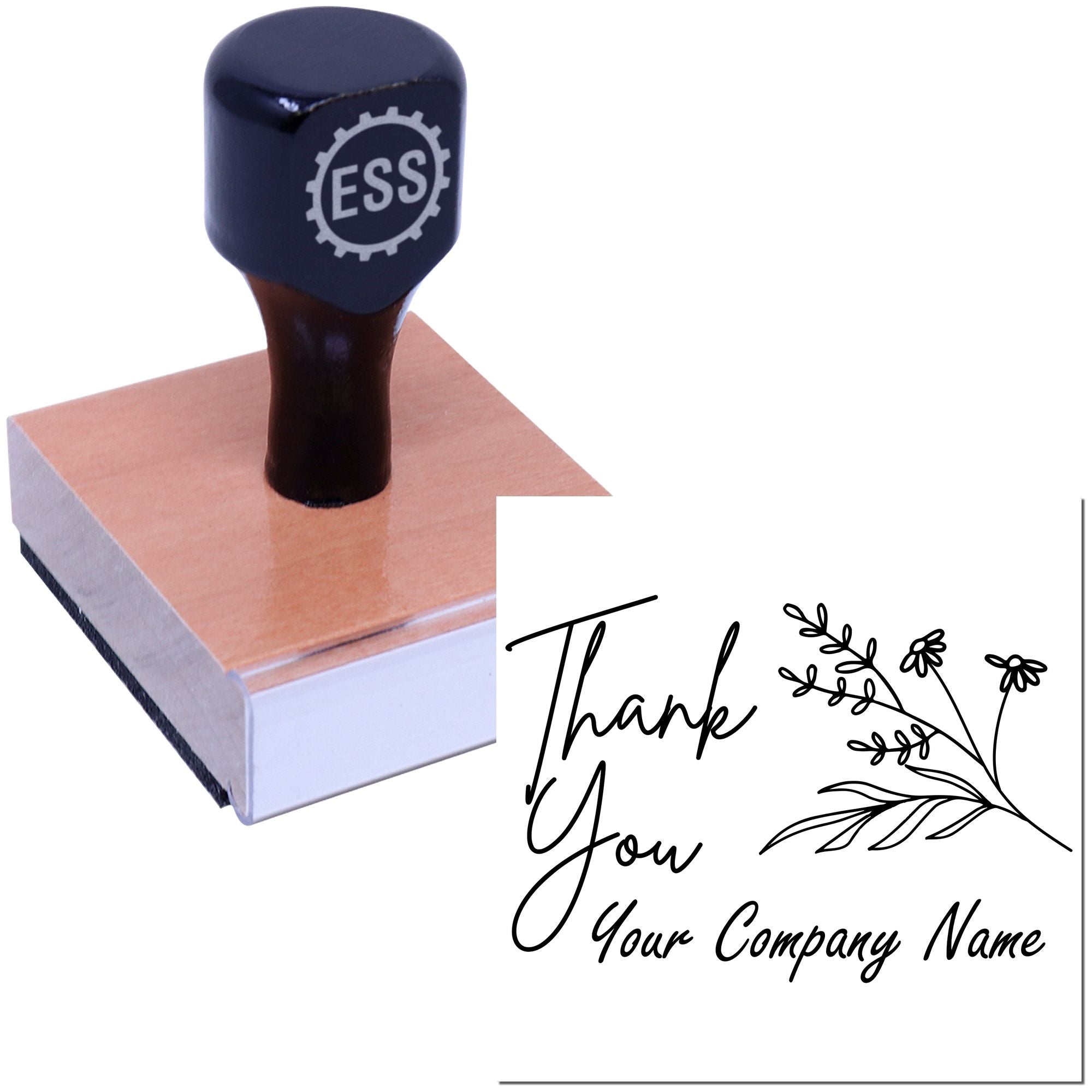 Square Floral Gratitude Personalized Thanks Stamper