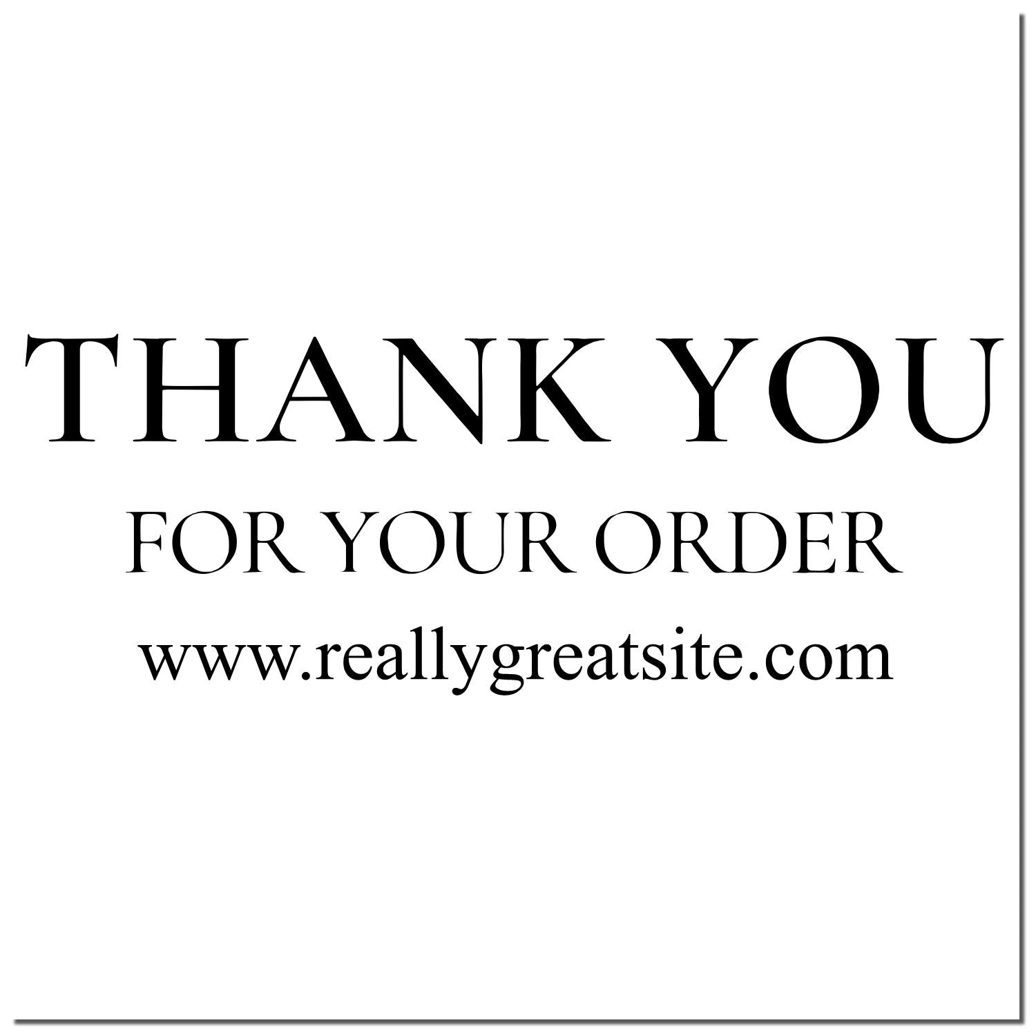 Black thank-you stamp and seal for order packaging, with website URL on a white background.