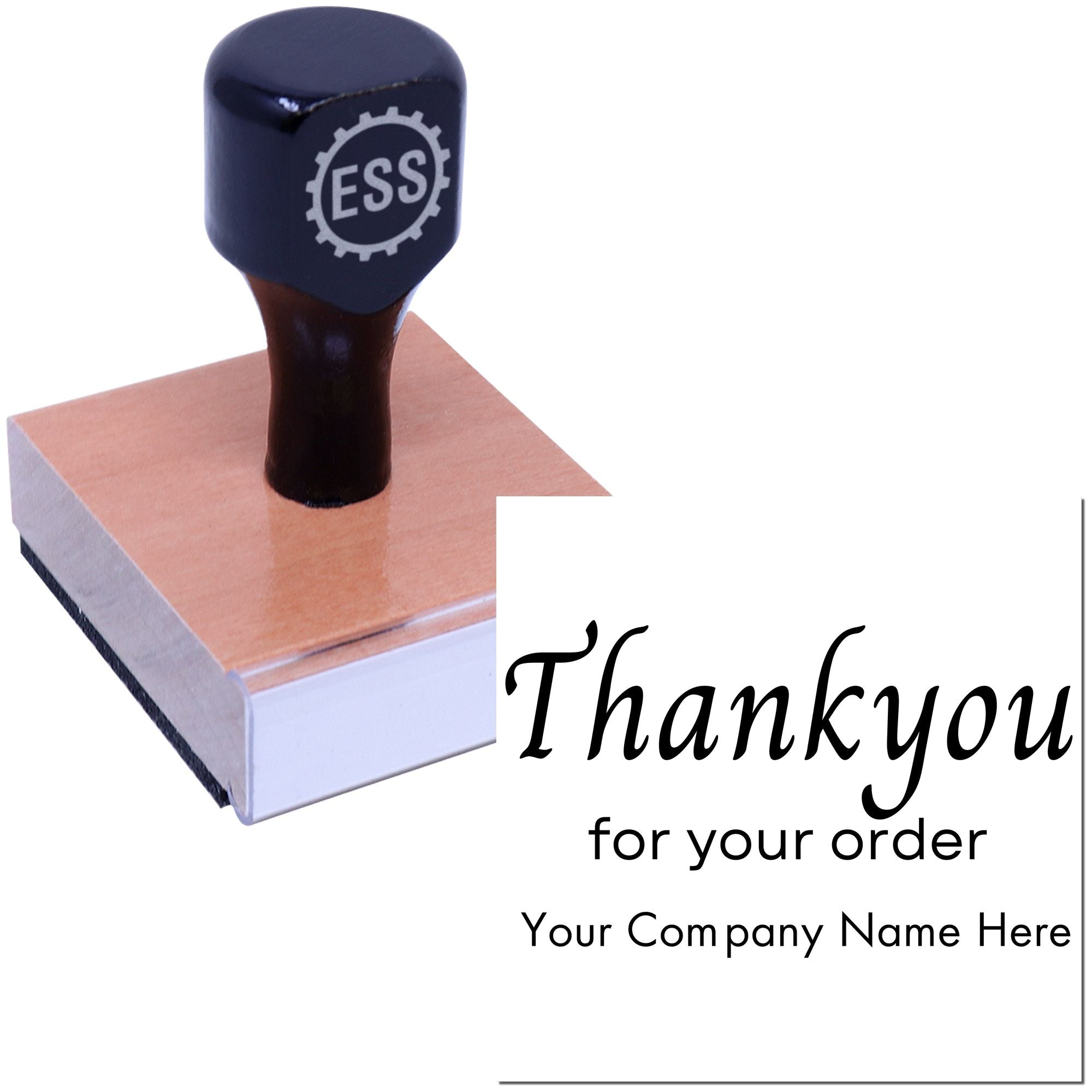 Square Chic Appreciation Personalized Thanks Wood Stamp