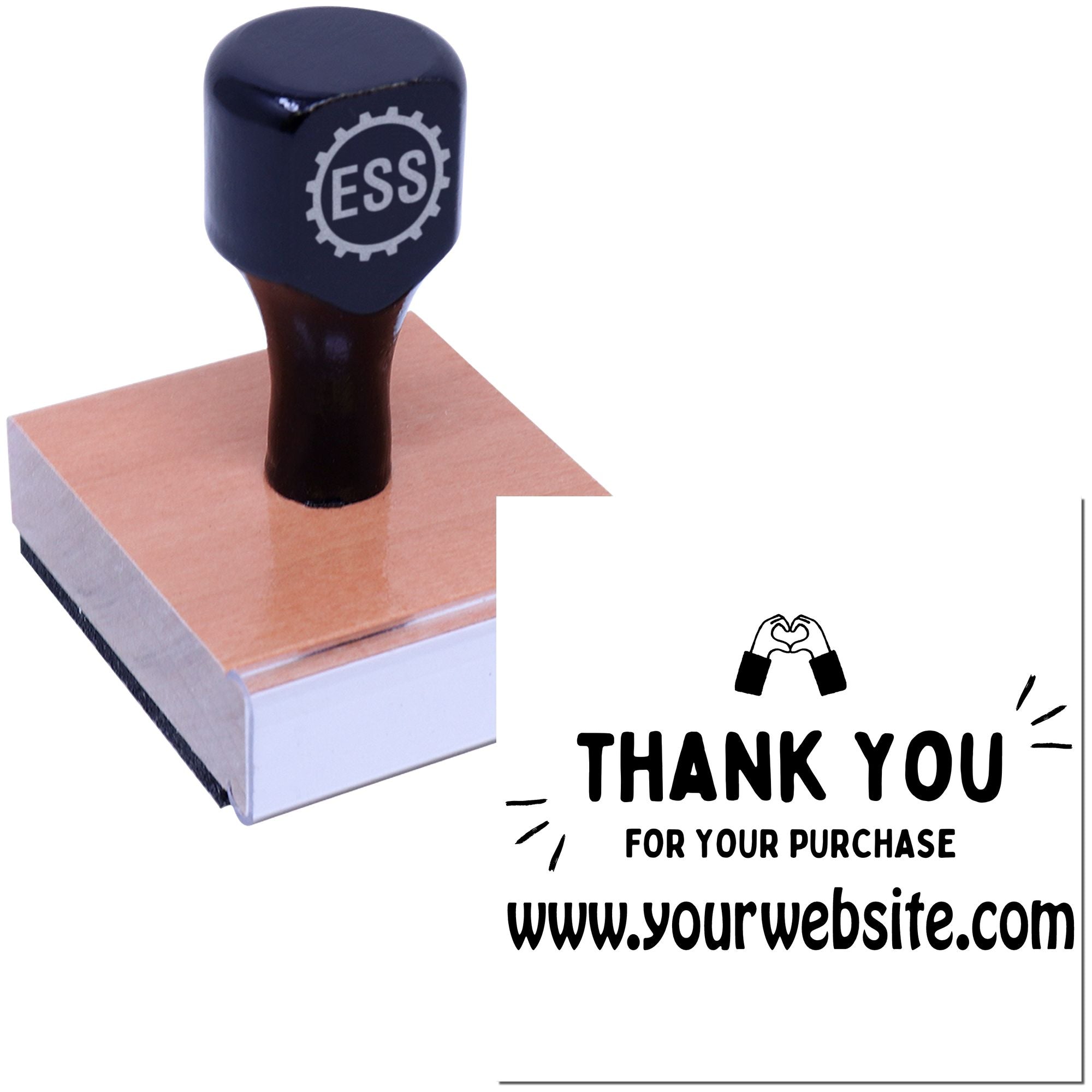 Square Heartfelt Thanks Custom Thank You Wood Stamp