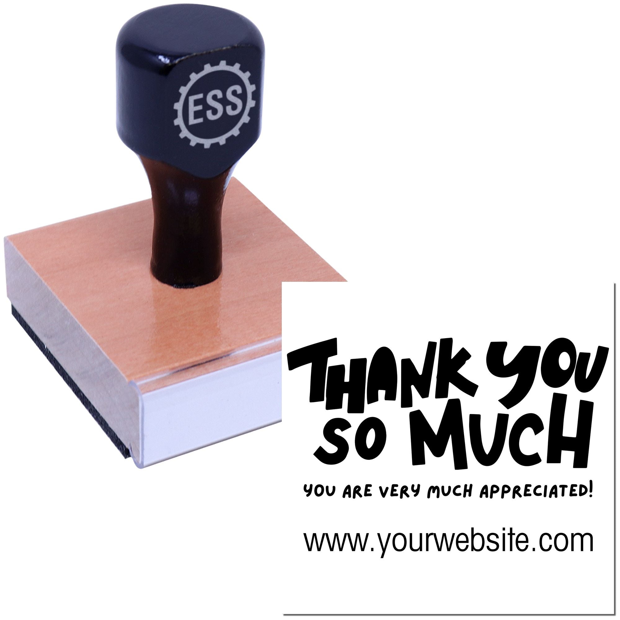 Square Playful Gratitude Customized Thank You Rubber Stamp