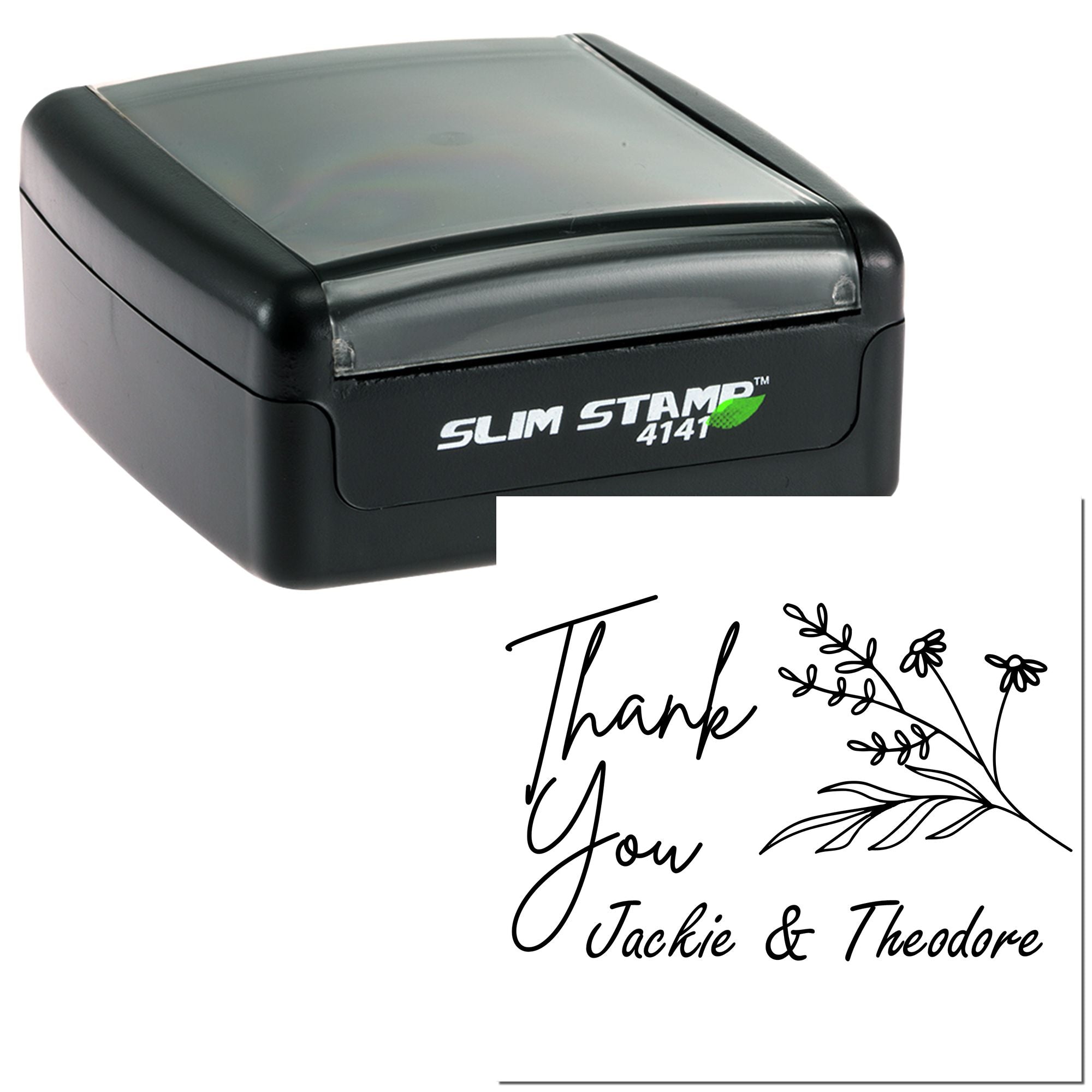 Portable Pre-Inked Script Botanical Thanks Customized Thanks Rubber Stamp - Engineer Seal Stamps