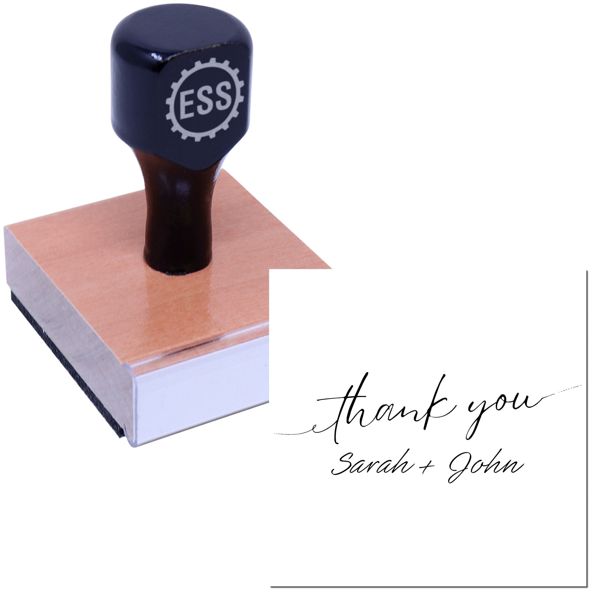 Square Gracious Script Wedding Personalized Thank You Rubber Stamp
