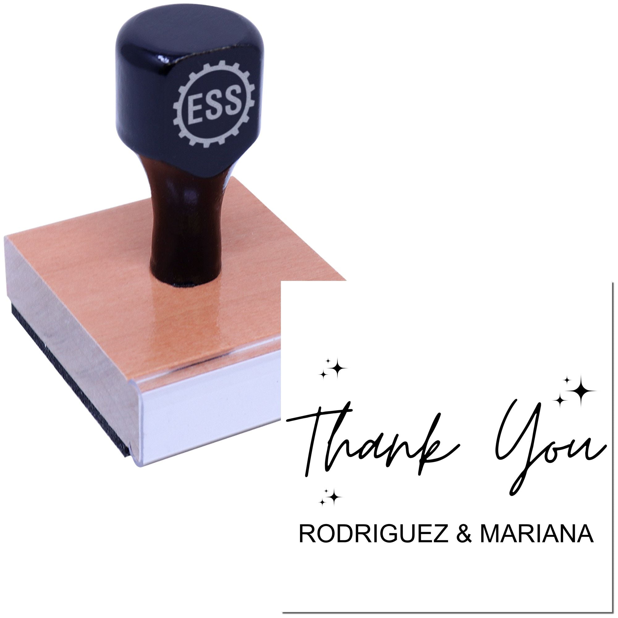 Square Starry Thanks Wedding Personalized Thank You Wood Stamp