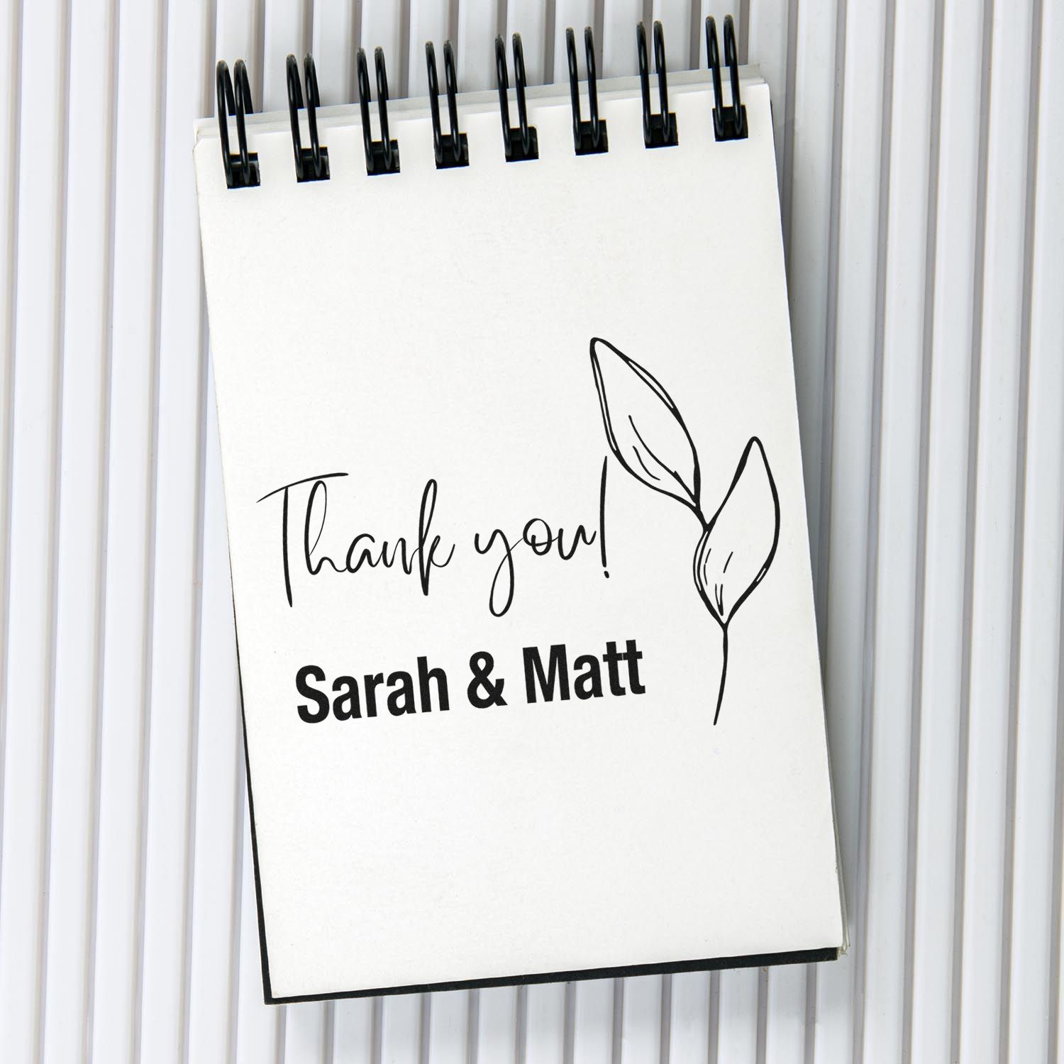 Square Leafy Thanks Wedding Personalized Thanks Stamp