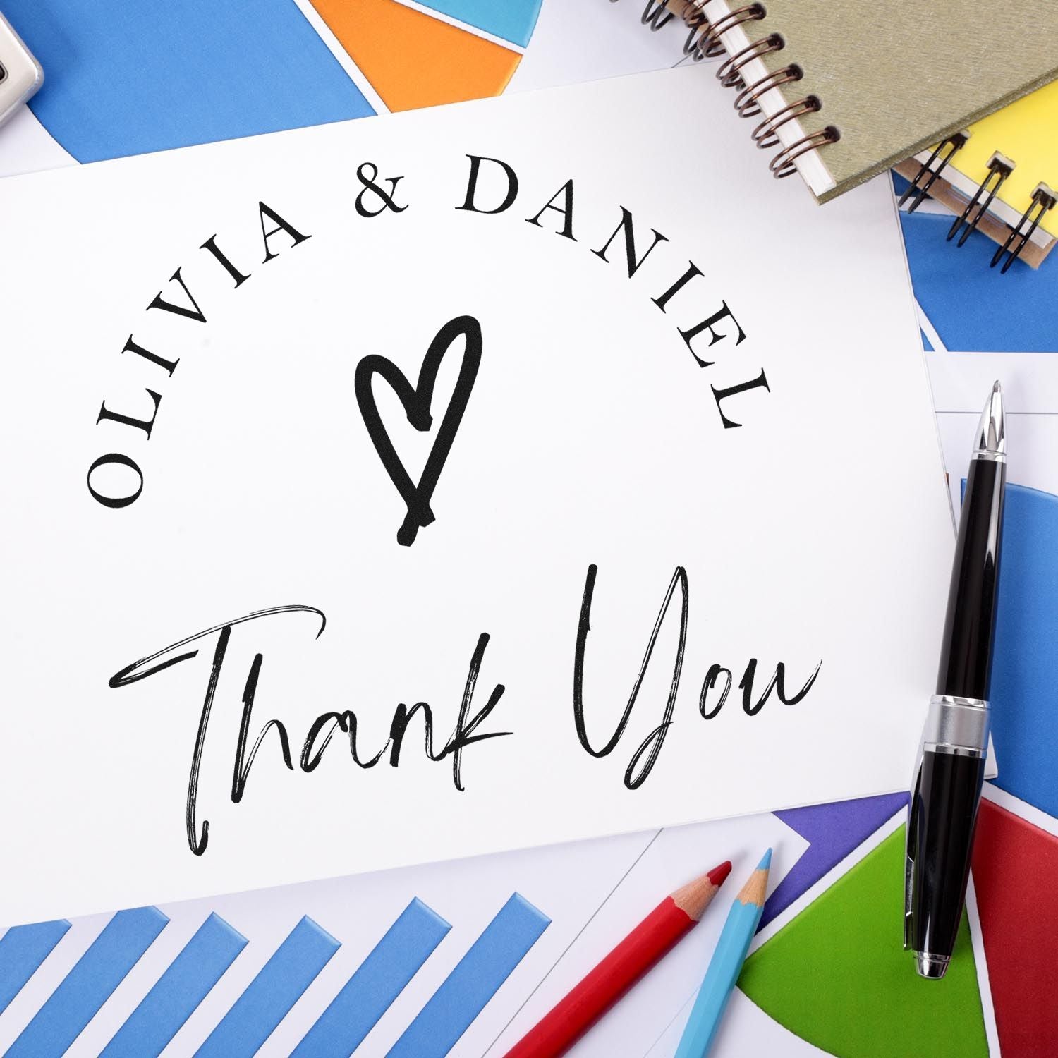 Heart Circle Self-Inking Customized Thank You Stamp - Engineer Seal Stamps