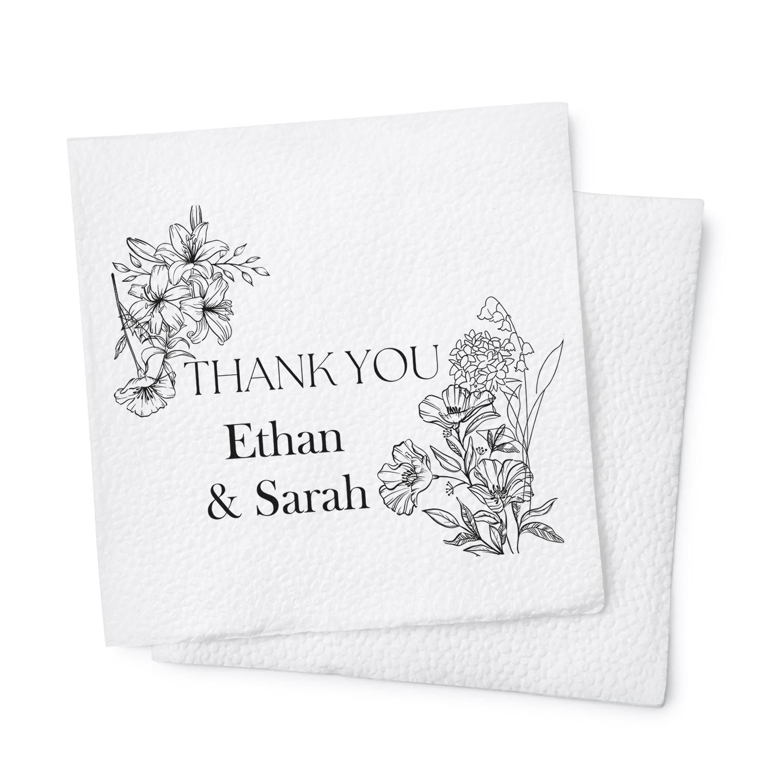 Square Floral Elegance Wedding Custom Thank You Stamp