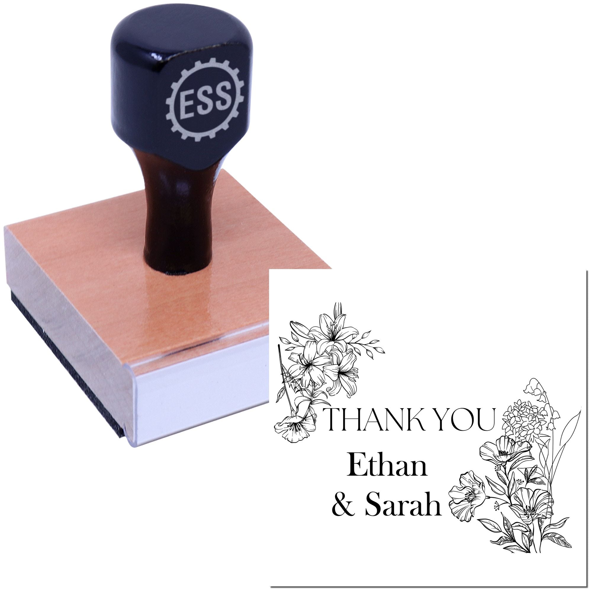 Square Floral Elegance Wedding Custom Thank You Stamp