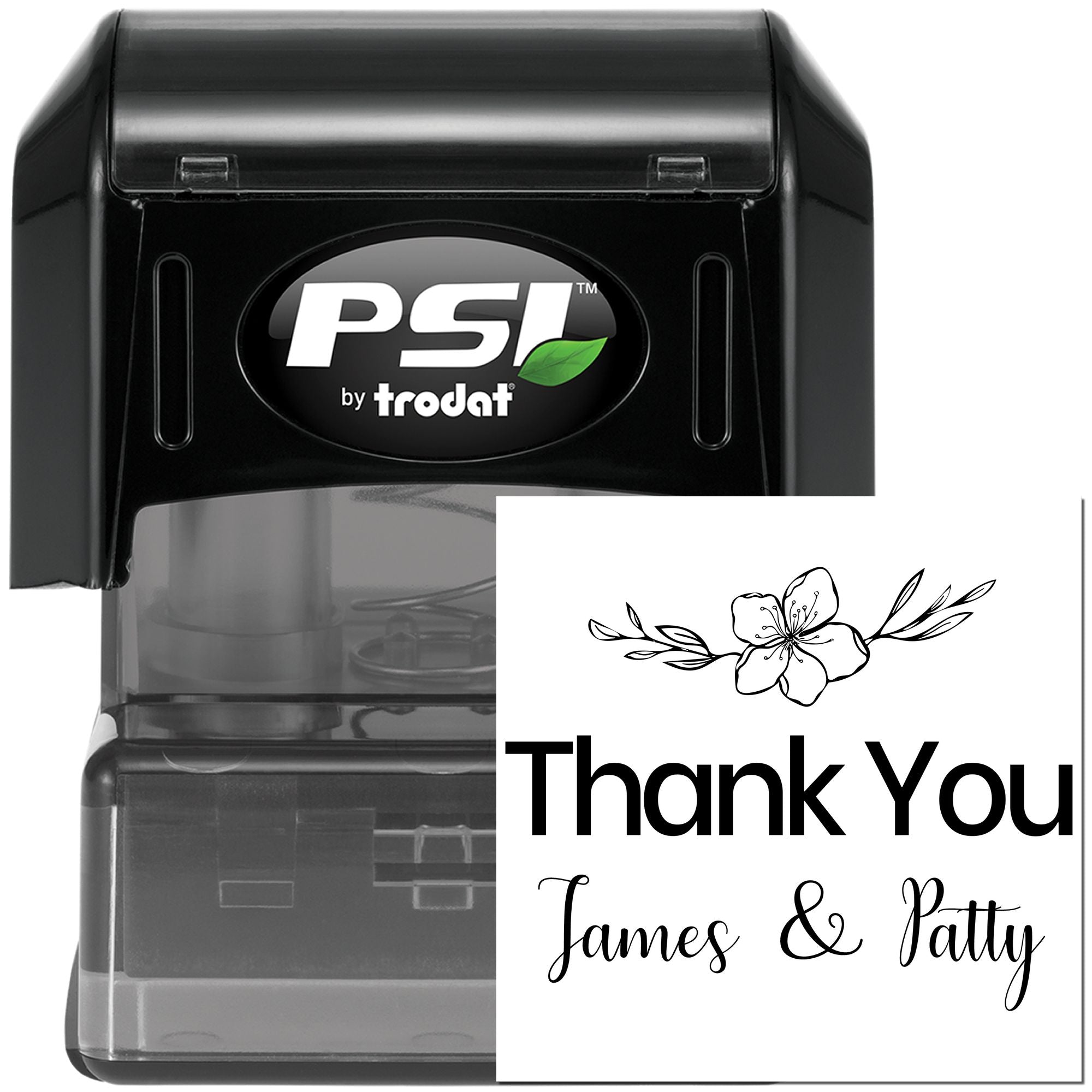 Pre-Inked Floral Script Gratitude Customized Thank You Stamp - Engineer Seal Stamps