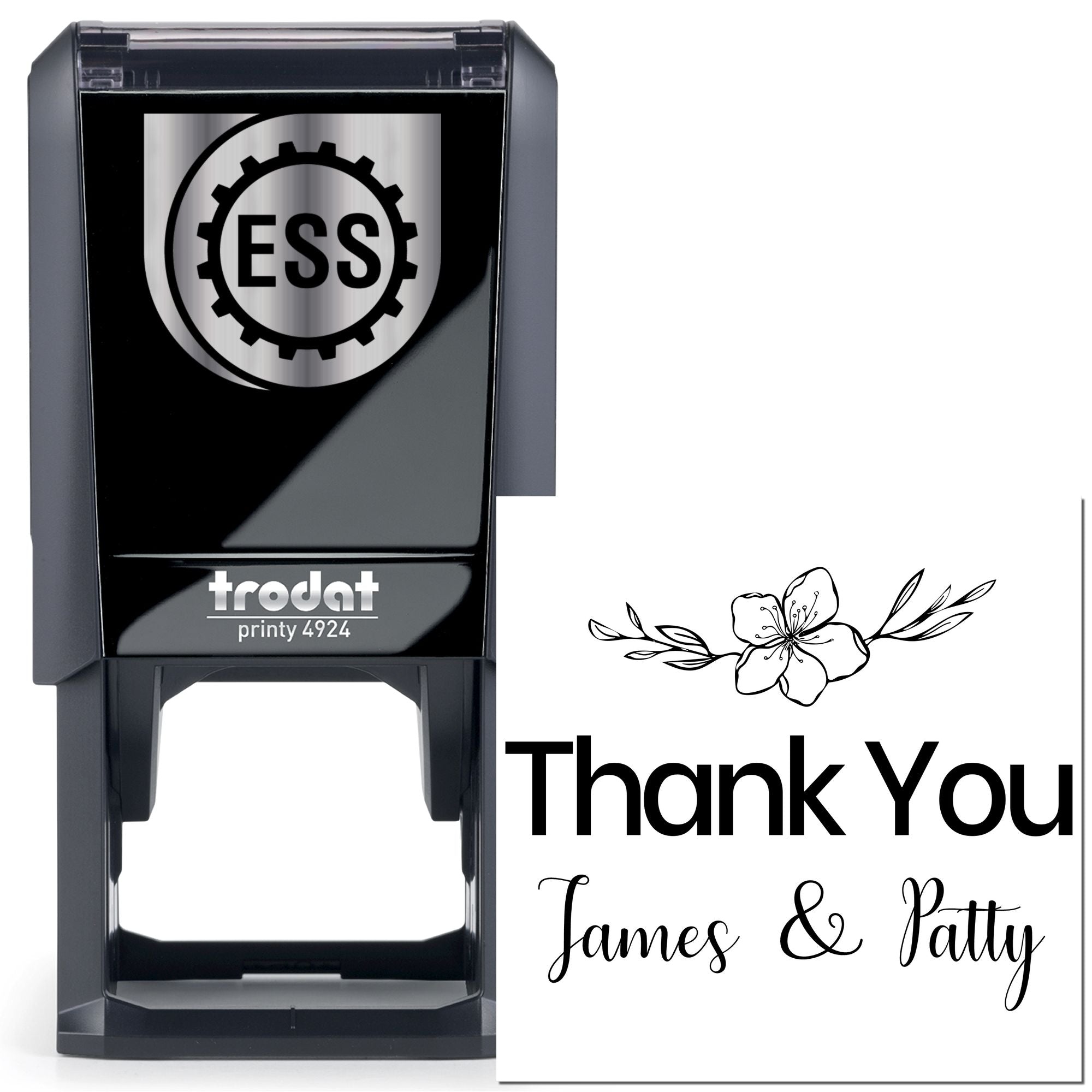 Floral Script Gratitude Self-Inking Customized Thanks Rubber Stamp - Engineer Seal Stamps