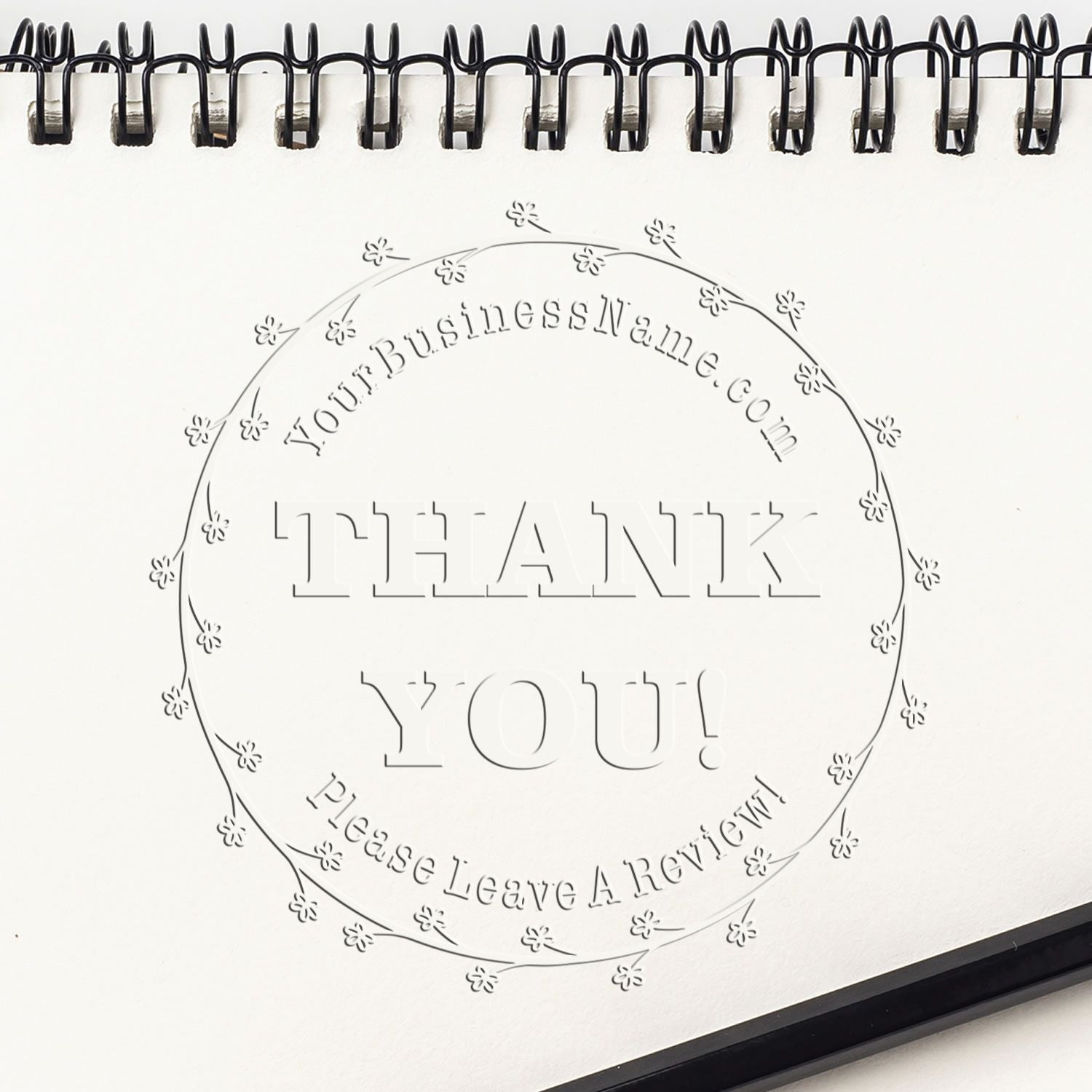 Hybrid Blossom Ring Personalizable Thank You Seal Embosser - Engineer Seal Stamps