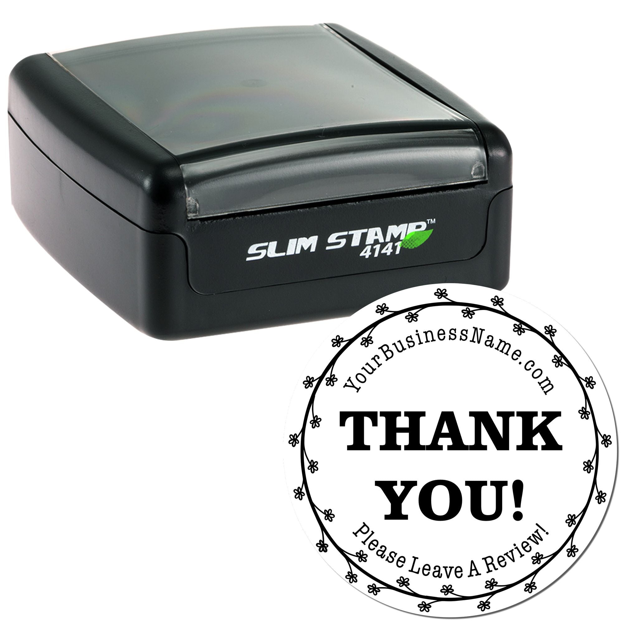 Portable Pre-Inked Blossom Ring Custom Thanks Wood Stamp - Engineer Seal Stamps