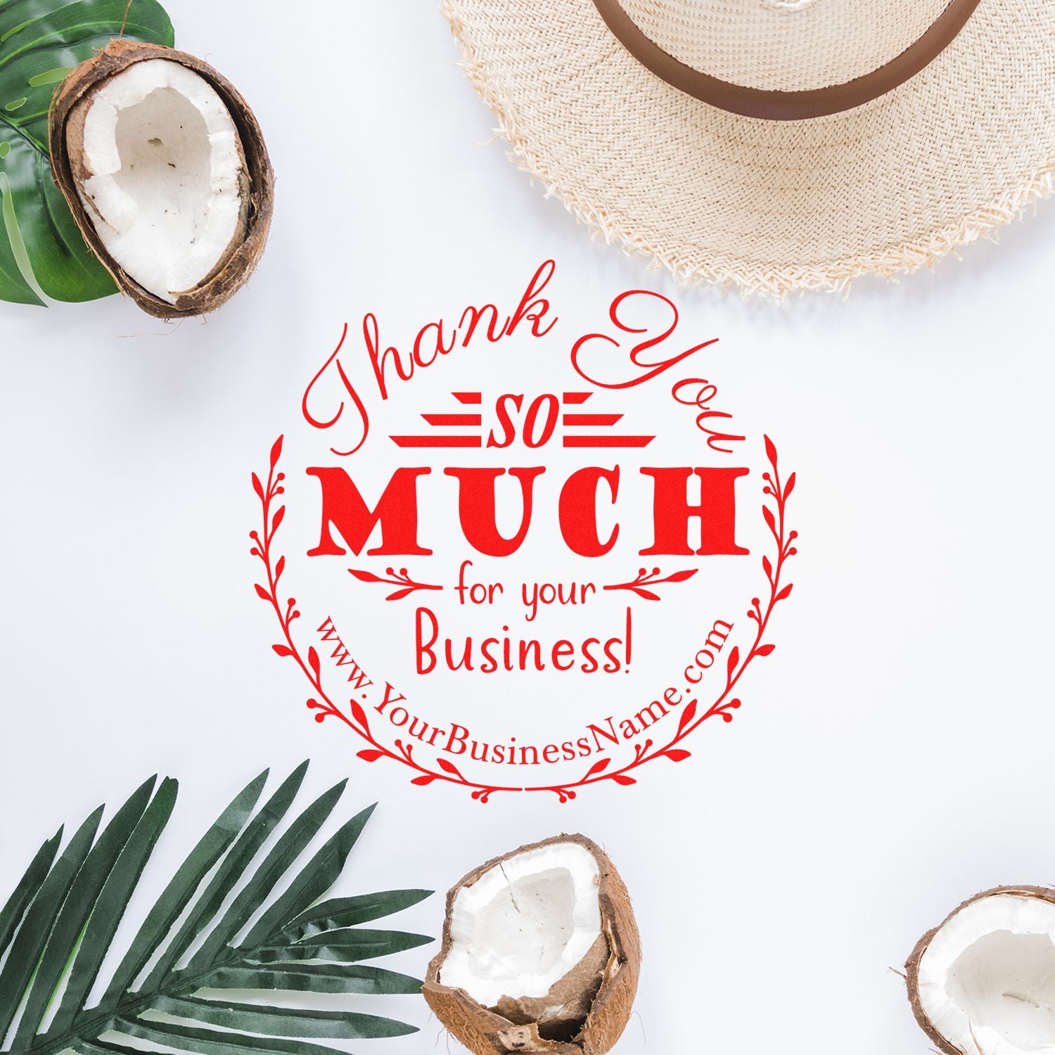 Bold Flourish Round Self-Inking Customized Thanks Stamper - Engineer Seal Stamps