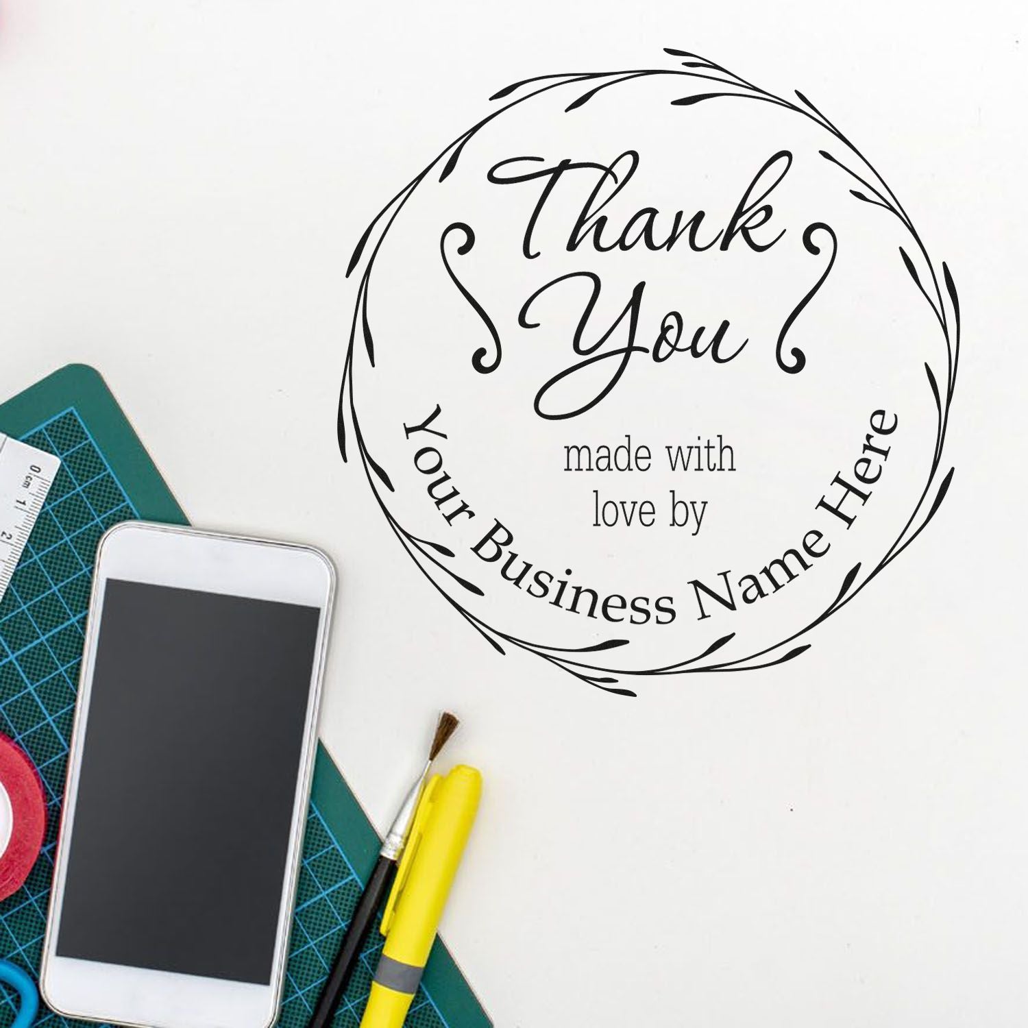 Round Personalized Touch Customized Thank You Stamper