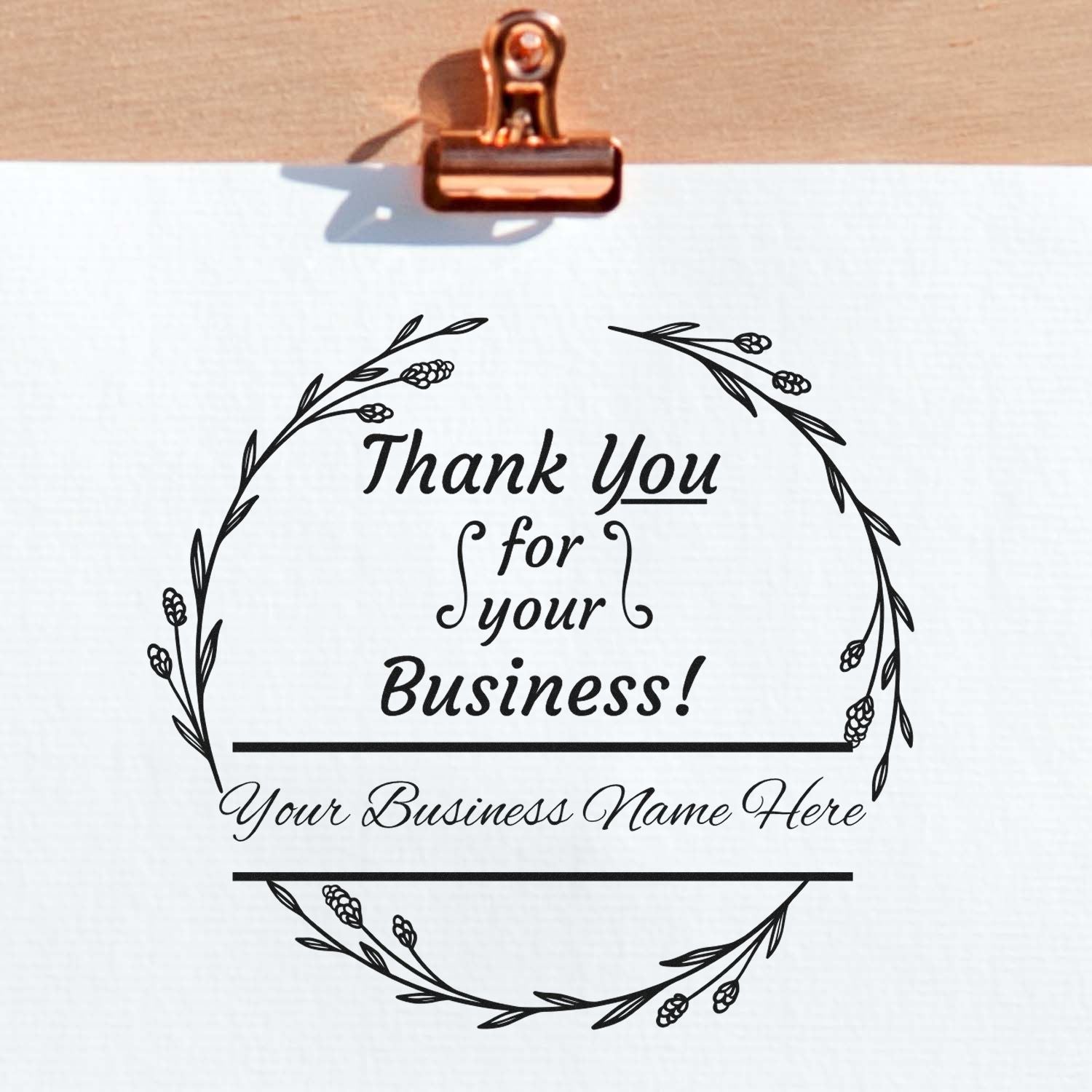 Round Grateful Bloom Business Seal Customized Thank You Rubber Stamp