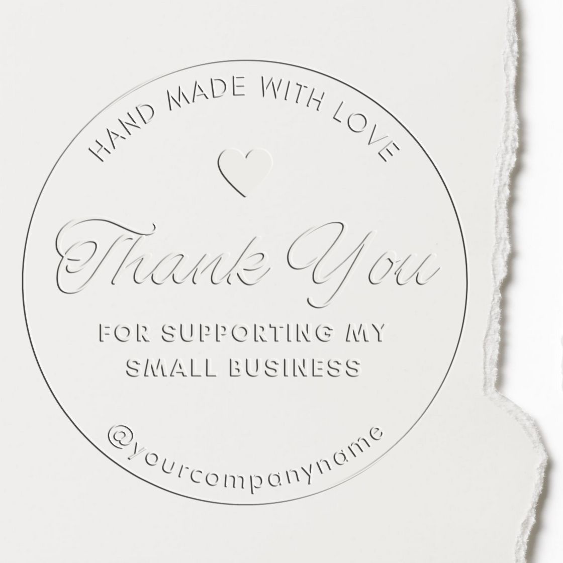 Soft Circular Heartfelt Gratitude Custom Thanks Stamp Embosser