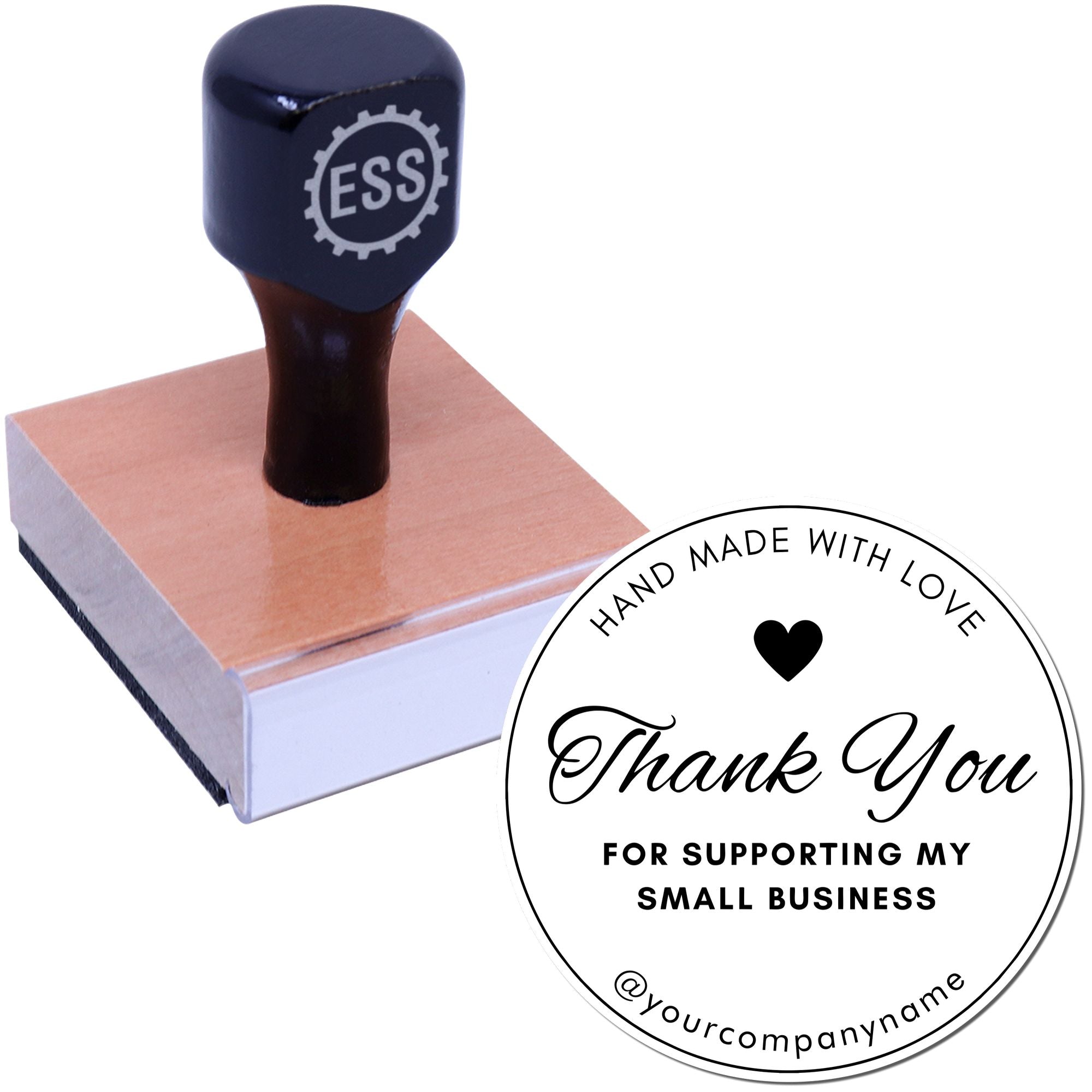 Round Circular Heartfelt Gratitude Customized Thank You Wood Stamp
