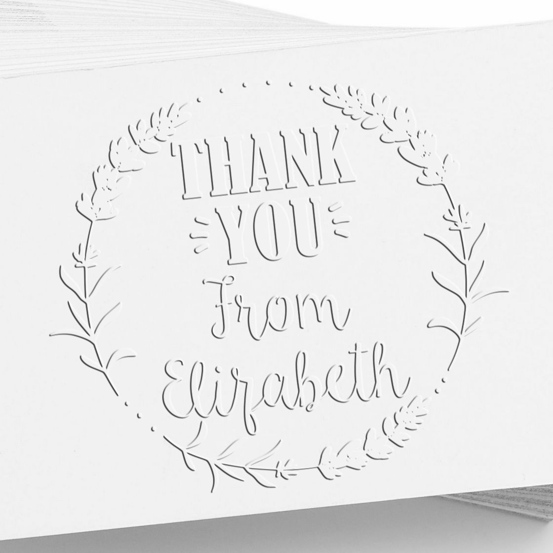 Desk Botanical Wreath Elegant Gratitude Personalizable Thank You Embossed Seal - Engineer Seal Stamps