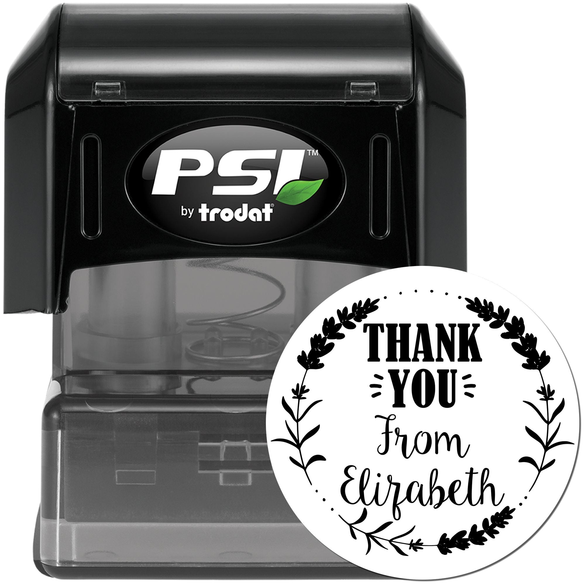 Pre-Inked Botanical Wreath Elegant Gratitude Custom Thanks Stamp - Engineer Seal Stamps