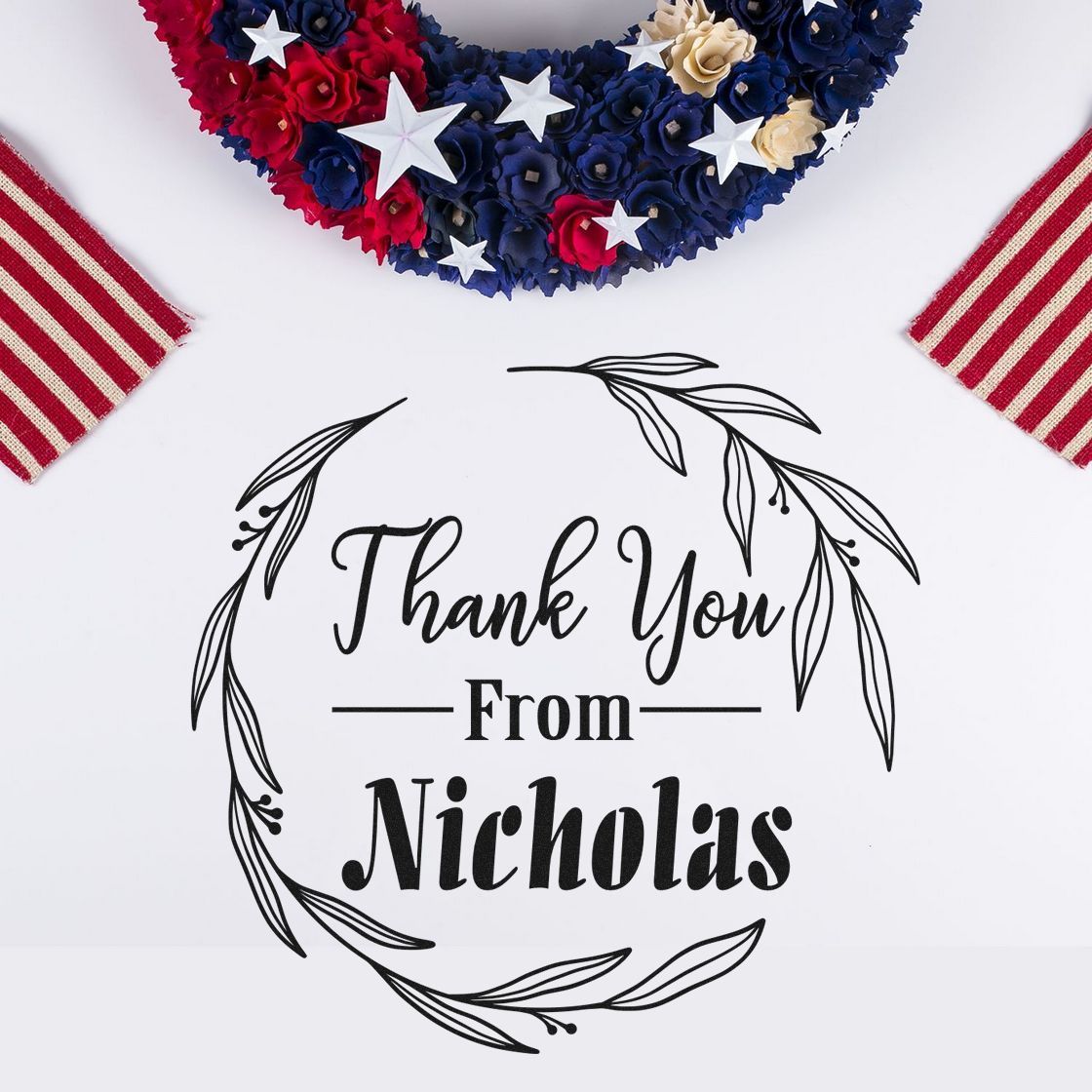 Round Hand Drawn Elegant Gratitude Customized Thanks Stamper